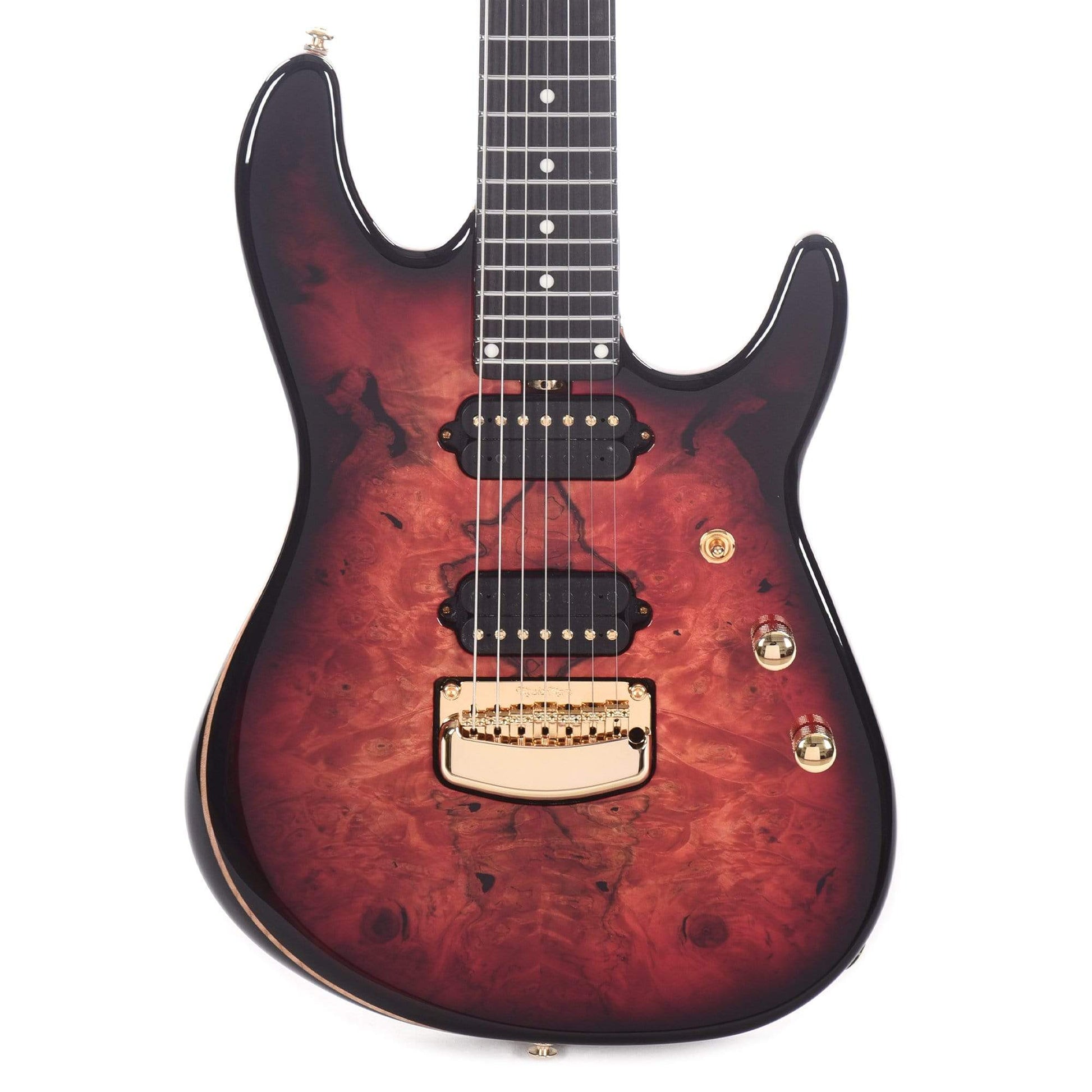 Music Man Jason Richardson Cutlass HH Trem 7-String Buckeye Burl Rorschach Red w/Roasted Maple Neck & Gold Hardware Electric Guitars / Solid Body