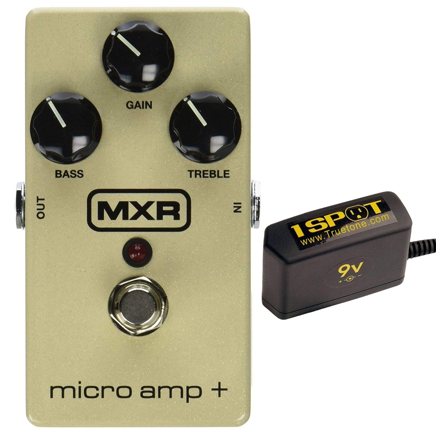 MXR M233 Micro Amp+ Bundle w/ Truetone 1 Spot Space Saving 9v Adapter Effects and Pedals / Overdrive and Boost