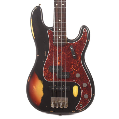 Nash PB-63 Black Over 3-Tone Sunburst Medium Relic w/4-Ply Tortoise Pickguard and Lollar Pickups Bass Guitars / 4-String