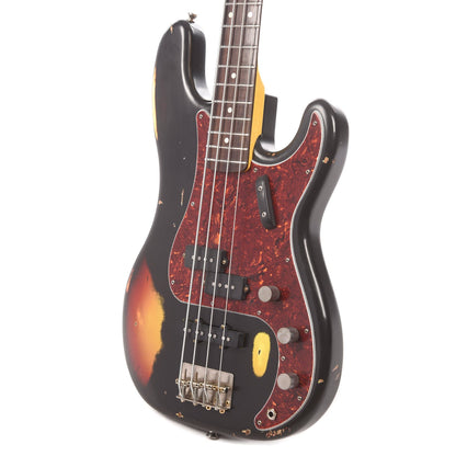 Nash PB-63 Black Over 3-Tone Sunburst Medium Relic w/4-Ply Tortoise Pickguard and Lollar Pickups Bass Guitars / 4-String