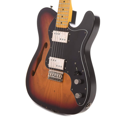 Nash T-72 Thinline Ash 3-Tone Sunburst Light Relic w/3-Ply Black Pickguard & Lollar Pickups Electric Guitars / Semi-Hollow