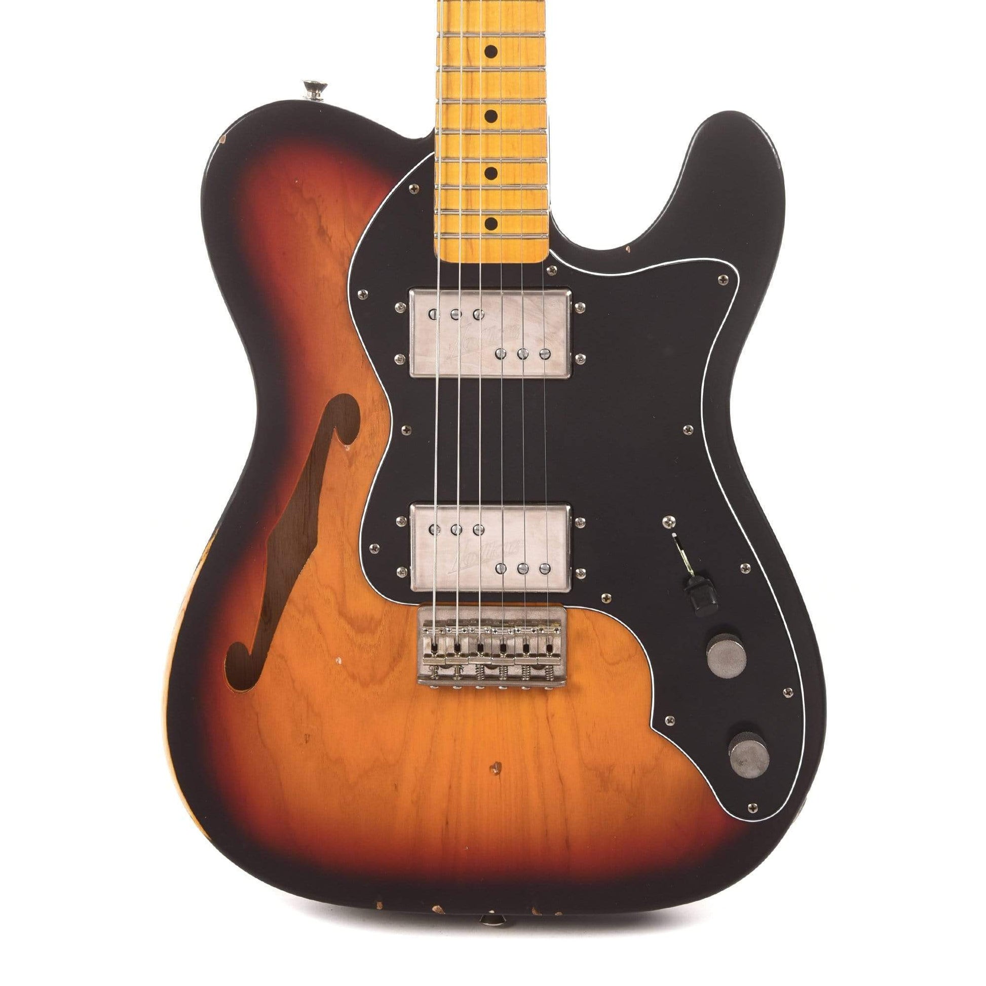 Nash T-72 Thinline Ash 3-Tone Sunburst Light Relic w/3-Ply Black Pickguard & Lollar Pickups Electric Guitars / Semi-Hollow