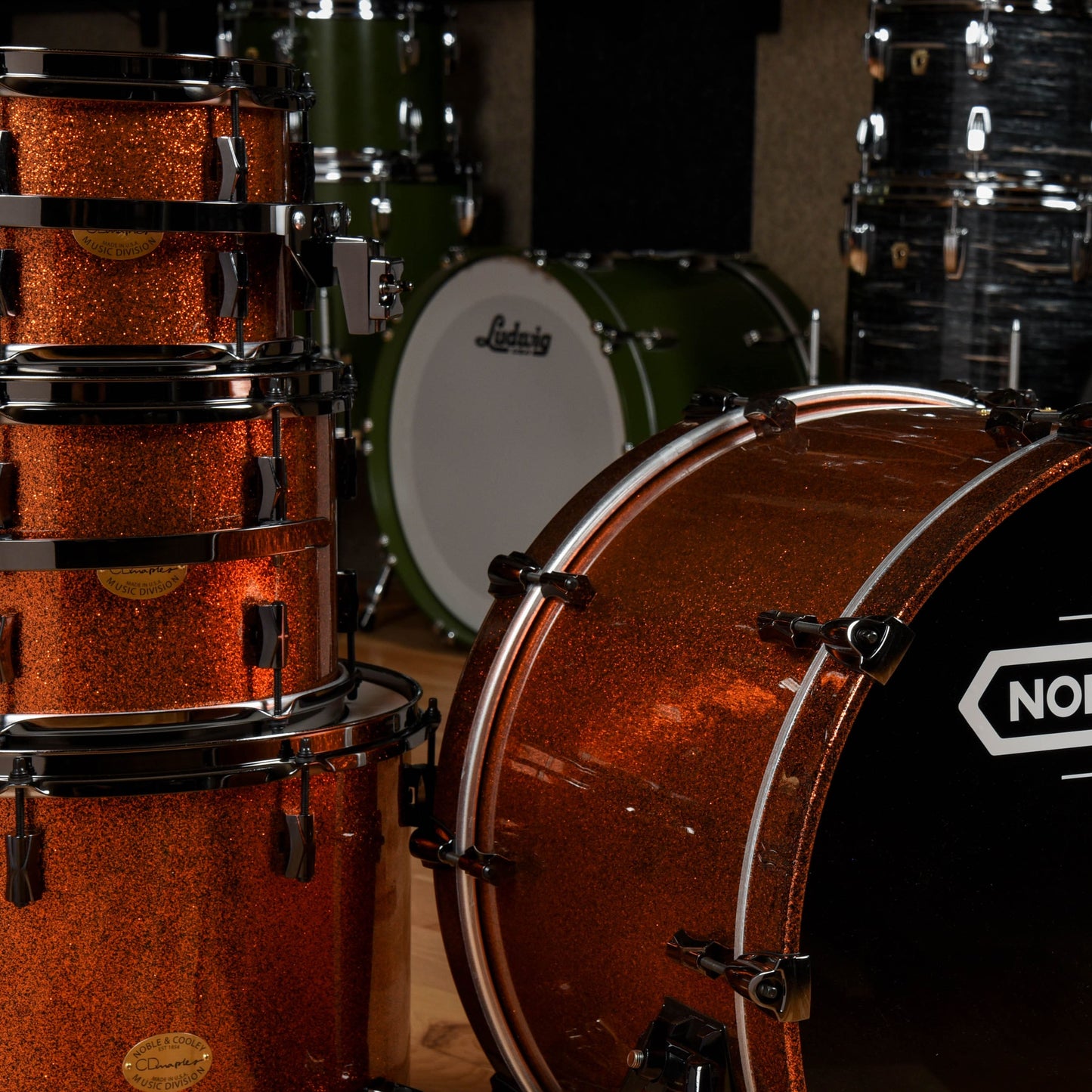 Noble & Cooley CD Maple 10/12/16/22/4pc. Drum Kit Copper Sparkle w/Black Nickel Hardware Drums and Percussion / Acoustic Drums / Full Acoustic Kits