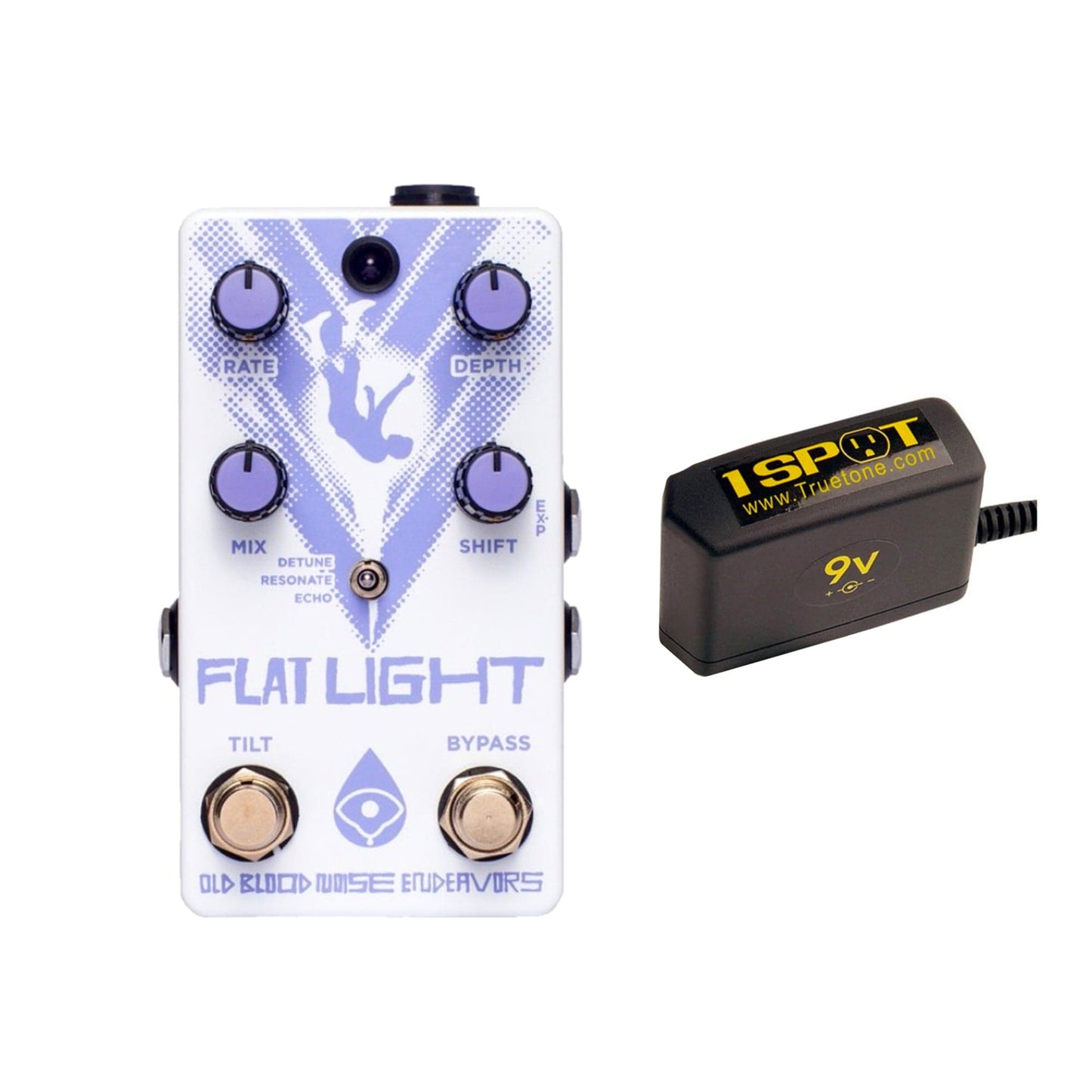 Old Blood Noise Endeavors Flat Light Textural Flange Shifter Bundle w/ Truetone 1 Spot Space Saving 9v Adapter Effects and Pedals / Flanger