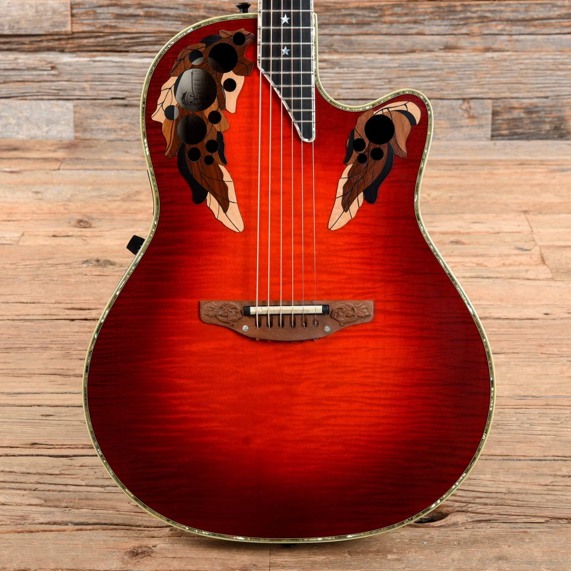 Ovation 30th Anniversary Transparent Red Flame – Chicago Music Exchange