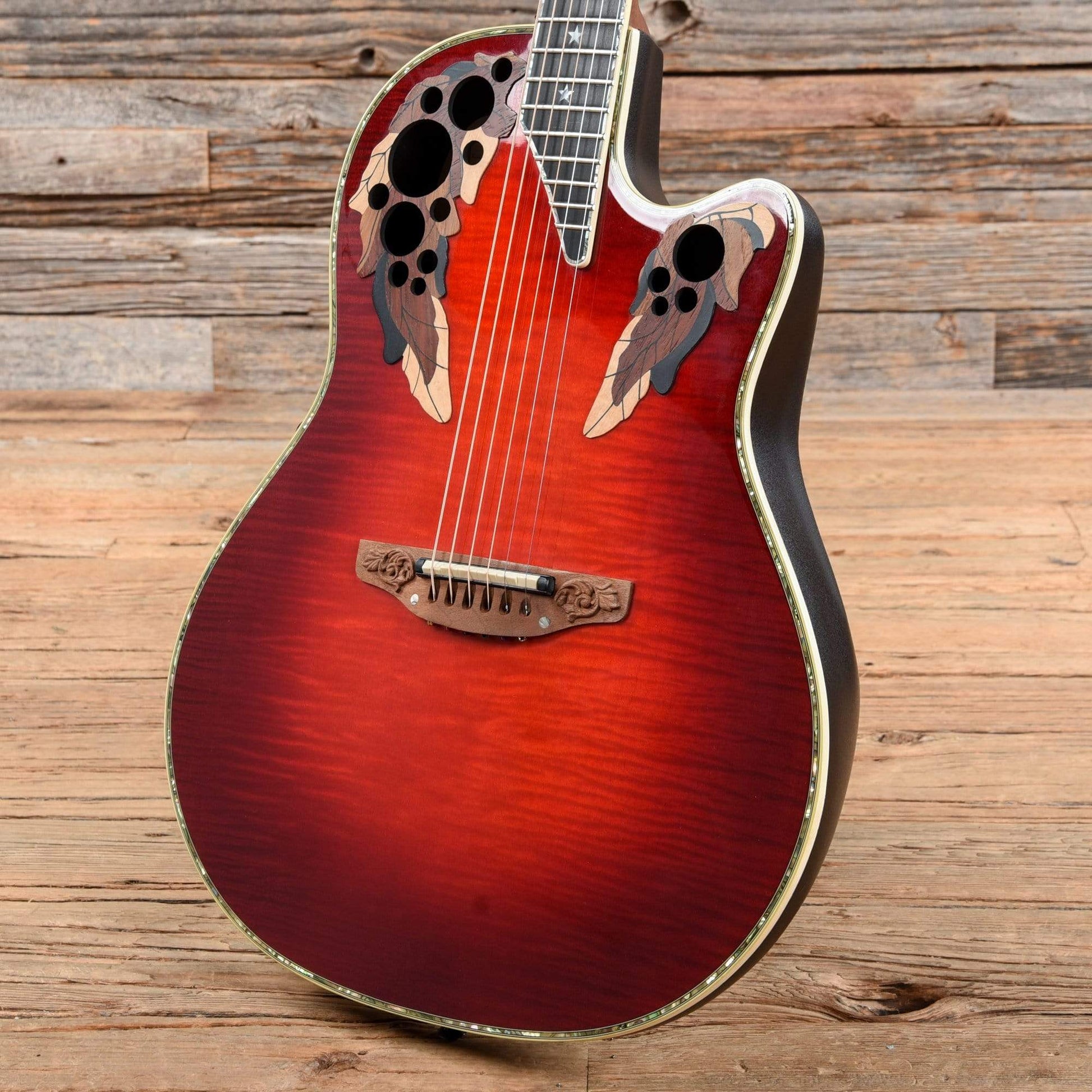 Ovation 30th Anniversary Transparent Red Flame Acoustic Guitars / Parlor