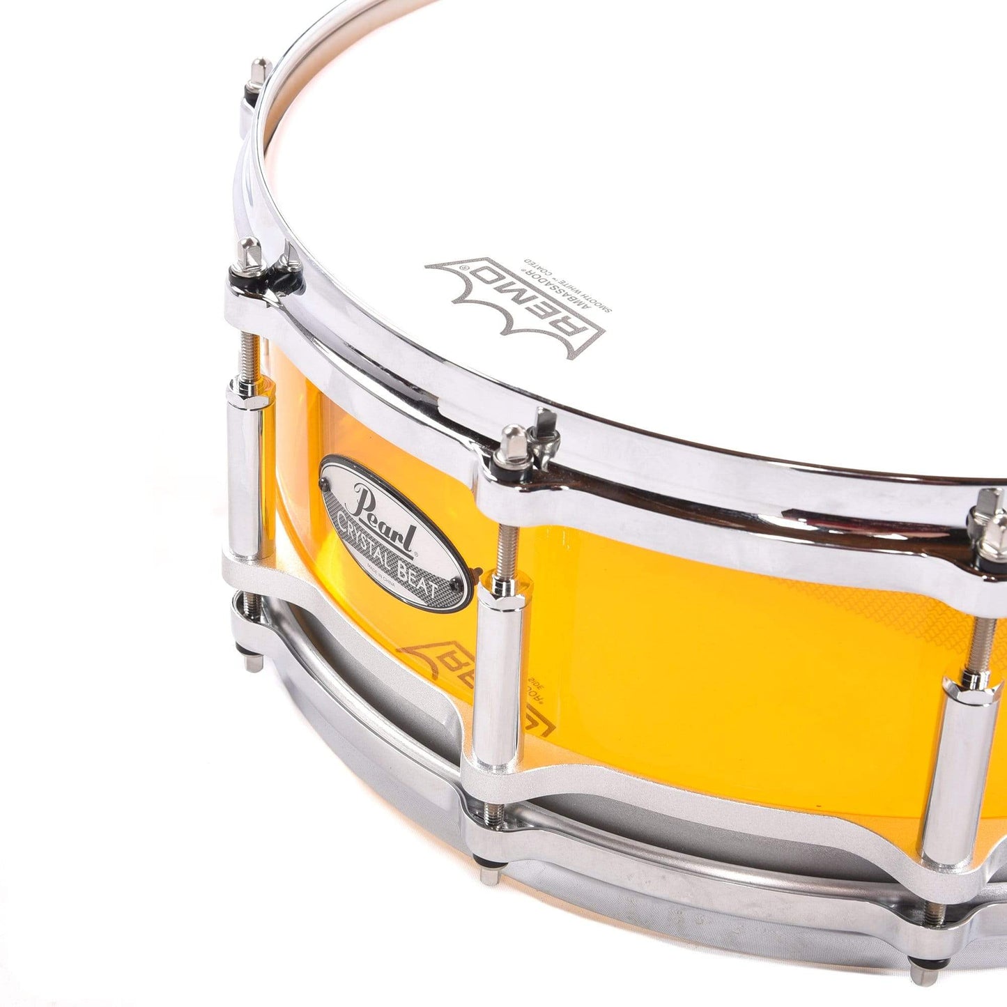 Pearl 5x14 Crystal Beat Free Floating Snare Drum Tangerine Glass Drums and Percussion / Acoustic Drums / Snare