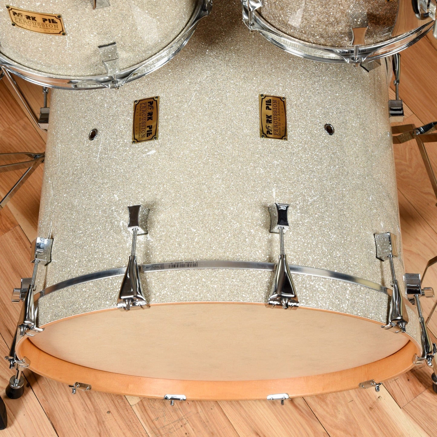 Pork Pie USA Maple Custom Champagne Glass Wrap 22" kick, 10", 12", 14"  2004 Drums and Percussion / Acoustic Drums / Full Acoustic Kits