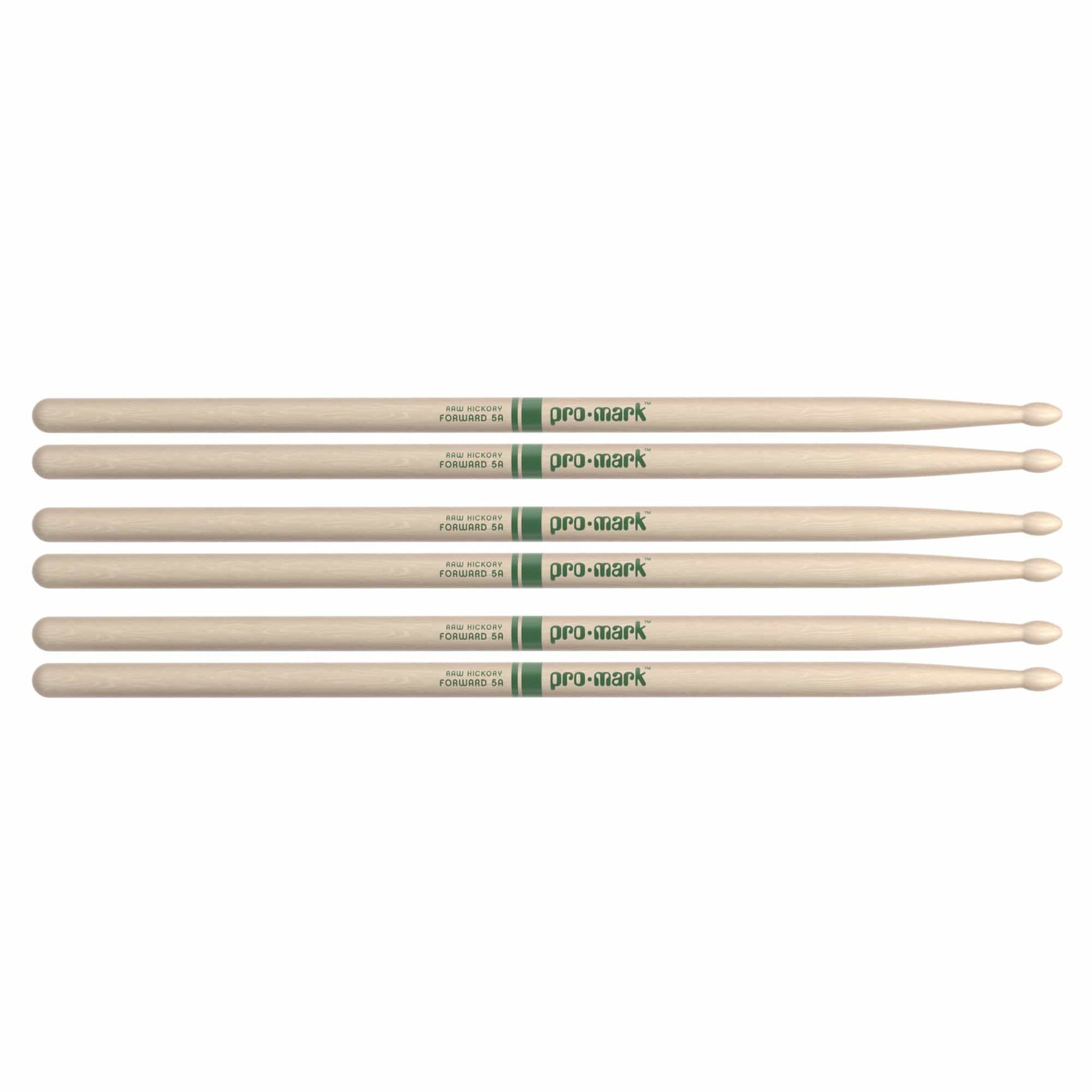 Promark American Hickory 5A Natural Wood Tip Drum Sticks (3 Pair Bundle) Drums and Percussion / Parts and Accessories / Drum Sticks and Mallets