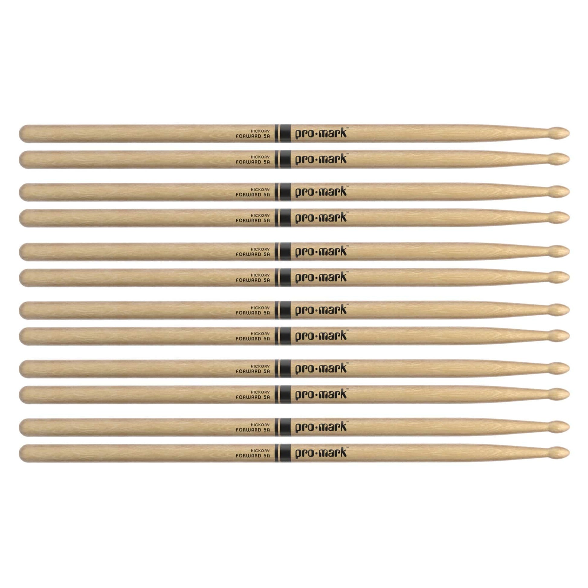 Promark American Hickory 5A Wood Tip Drum Sticks (6 Pair Bundle) Drums and Percussion / Parts and Accessories / Drum Sticks and Mallets