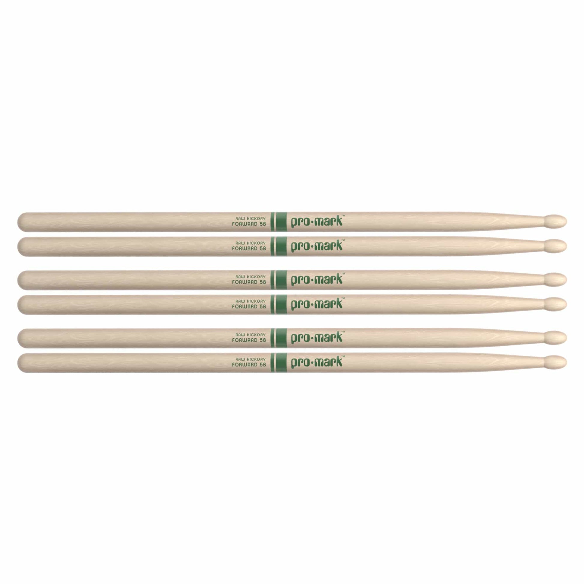 Promark American Hickory 5B Natural Wood Tip Drum Sticks (3 Pair Bundle) Drums and Percussion / Parts and Accessories / Drum Sticks and Mallets