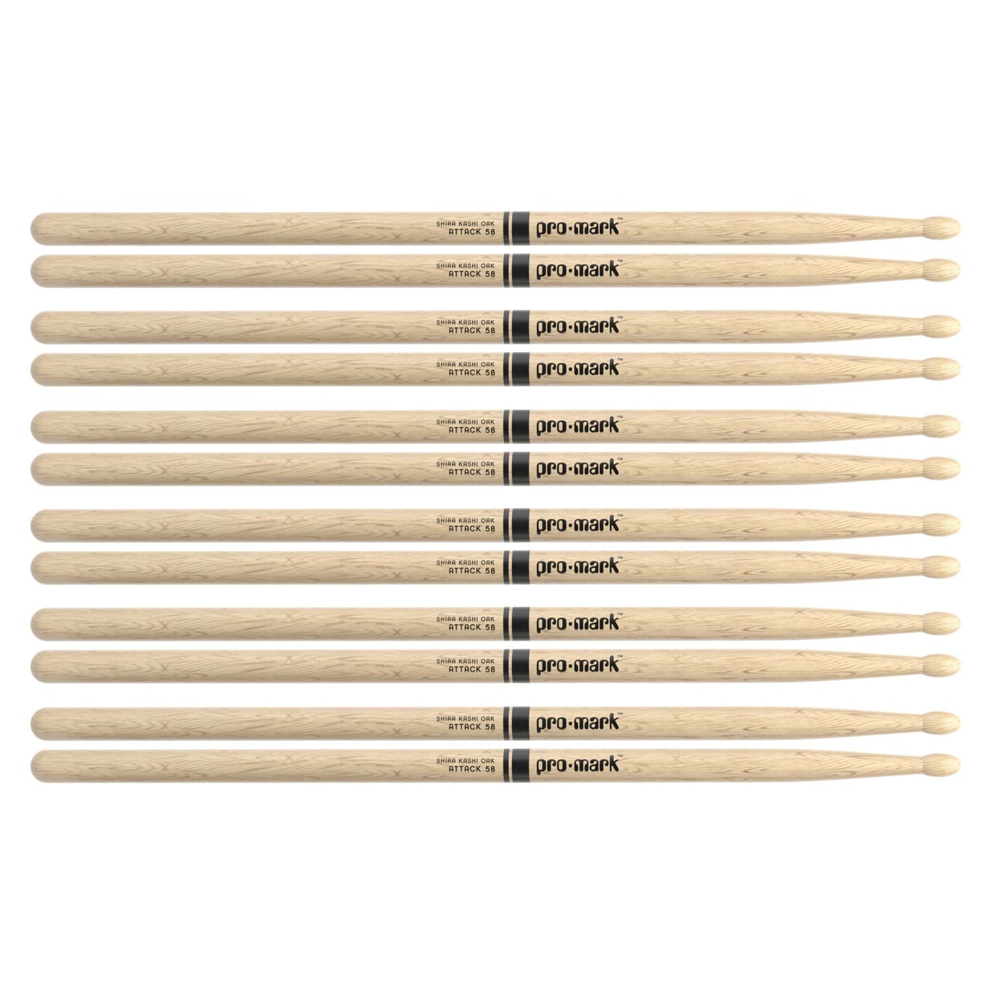 Promark Japanese White Oak 5B Wood Tip Drum Sticks (6 Pair Bundle) Drums and Percussion / Parts and Accessories / Drum Sticks and Mallets