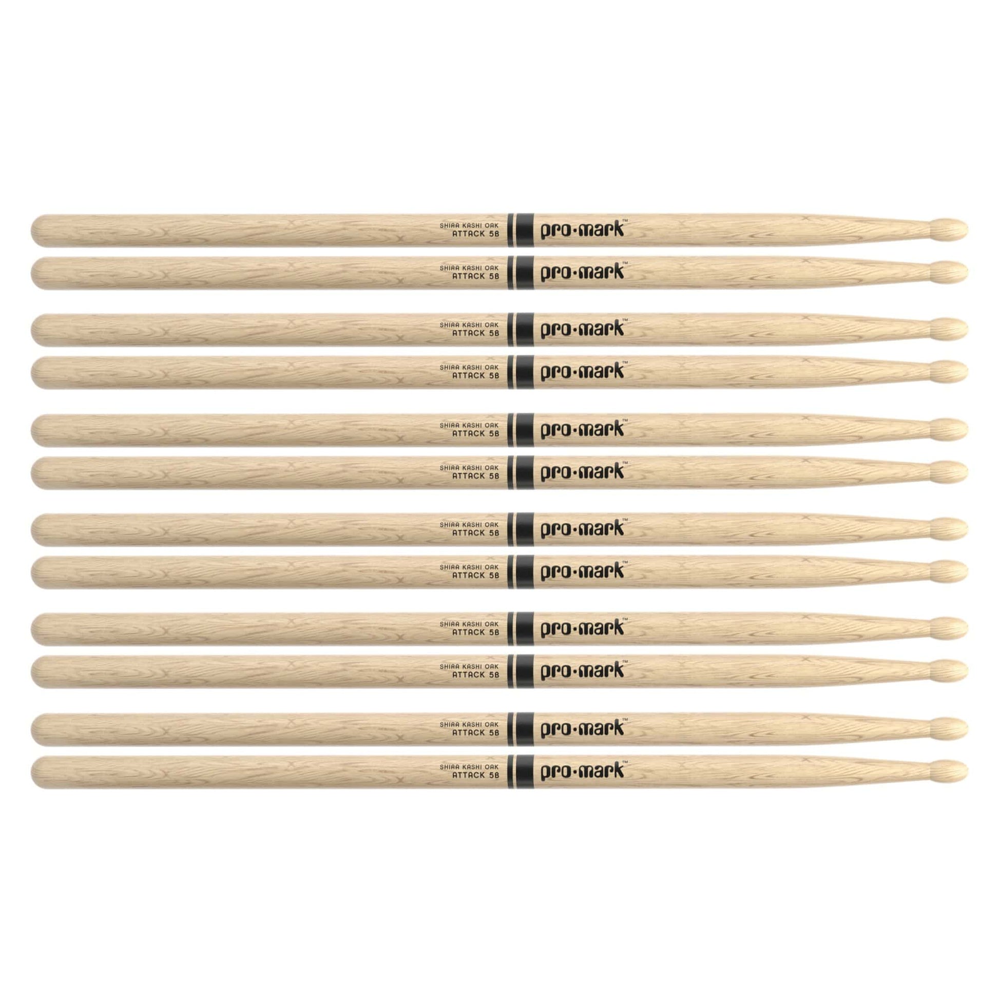 Promark Japanese White Oak 5B Wood Tip Drum Sticks (6 Pair Bundle) Drums and Percussion / Parts and Accessories / Drum Sticks and Mallets