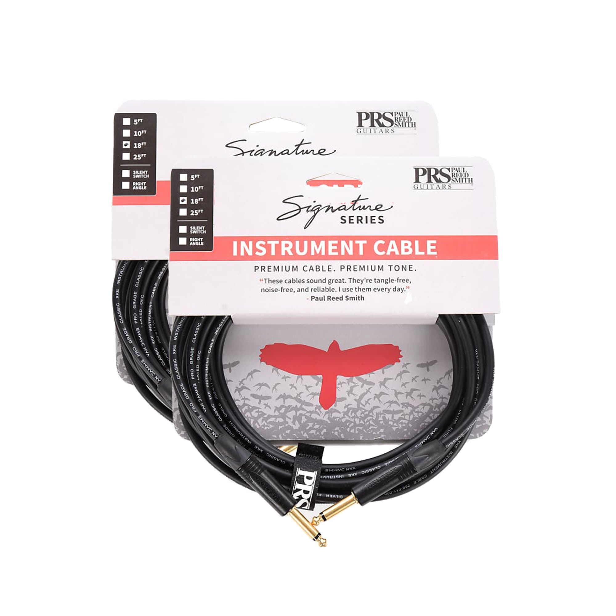 PRS 18' Signature Instrument Cable Straight/Straight 2 Pack Bundle