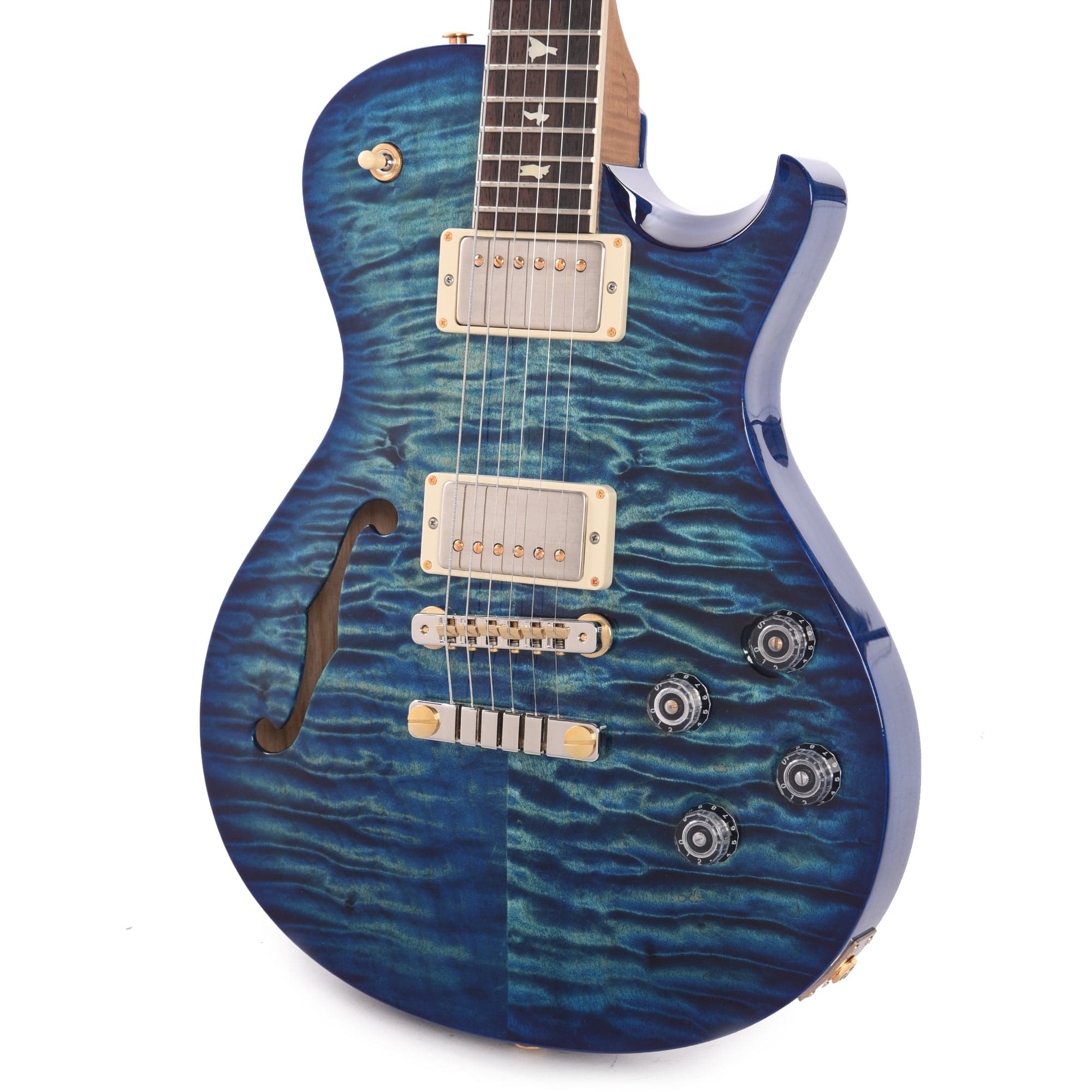 PRS Wood Library McCarty 594 Singlecut Semi-Hollow 10-Top Quilt/Swamp Ash River Blue w/Charcoal Back, Brazilian Rosewood Fingerboard & Roasted Figured Maple Neck Electric Guitars / Semi-Hollow,Electric Guitars / Solid Body