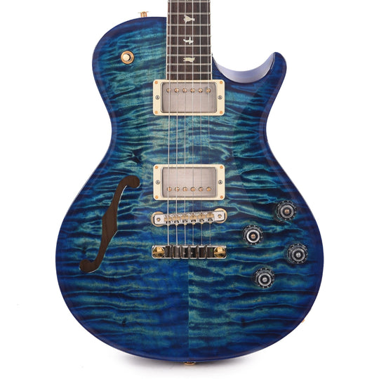 PRS Wood Library McCarty 594 Singlecut Semi-Hollow 10-Top Quilt/Swamp Ash River Blue w/Charcoal Back, Brazilian Rosewood Fingerboard & Roasted Figured Maple Neck Electric Guitars / Semi-Hollow,Electric Guitars / Solid Body