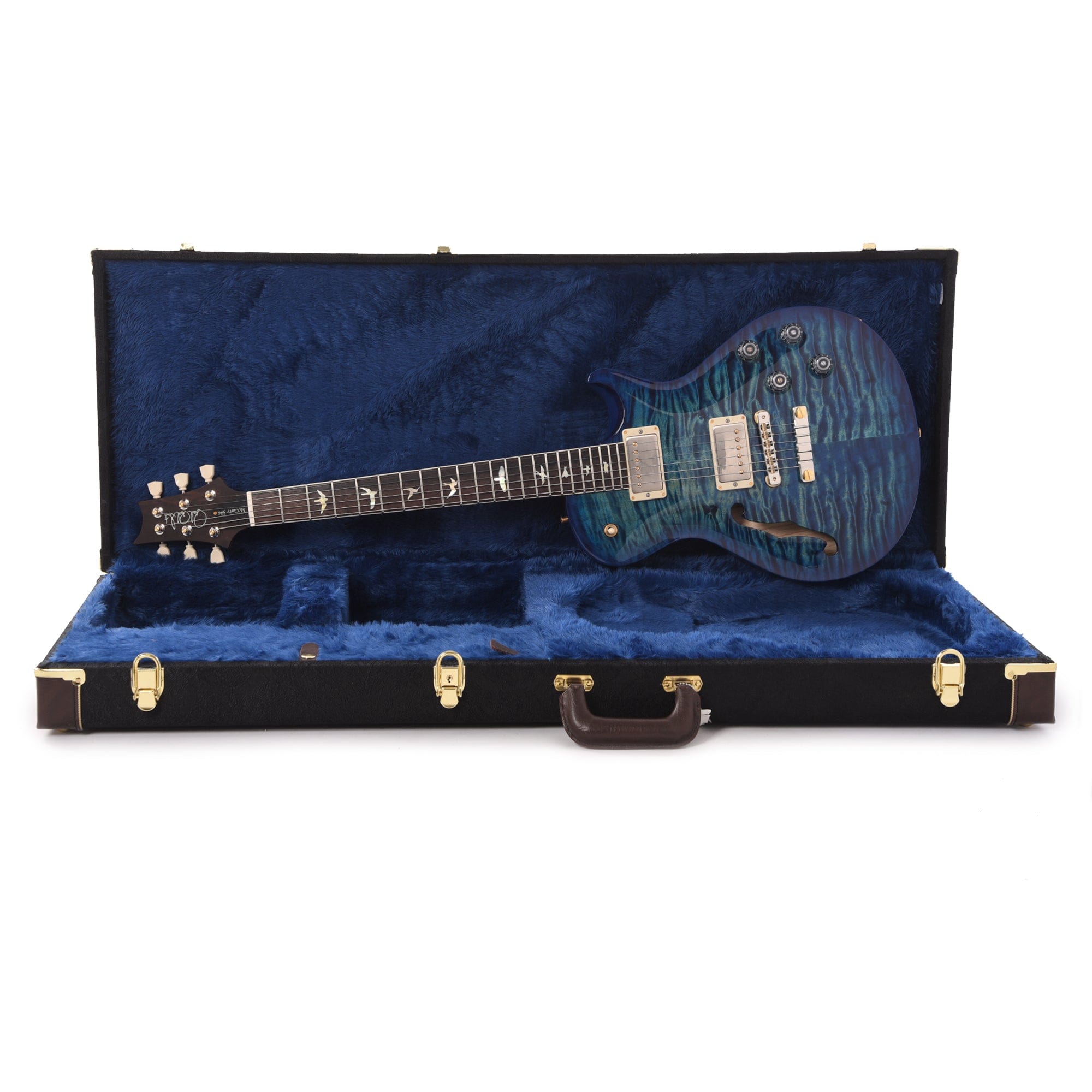 PRS Wood Library McCarty 594 Singlecut Semi-Hollow 10-Top Quilt/Swamp Ash River Blue w/Charcoal Back, Brazilian Rosewood Fingerboard & Roasted Figured Maple Neck Electric Guitars / Semi-Hollow,Electric Guitars / Solid Body