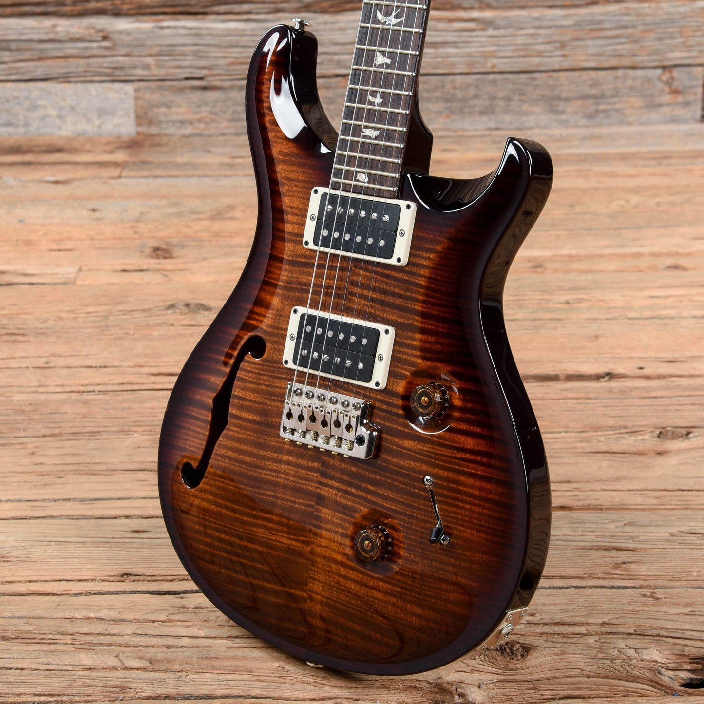 PRS Custom 24 Semi-Hollow 10 Top Black Gold Wrap 2014 Electric Guitars / Semi-Hollow