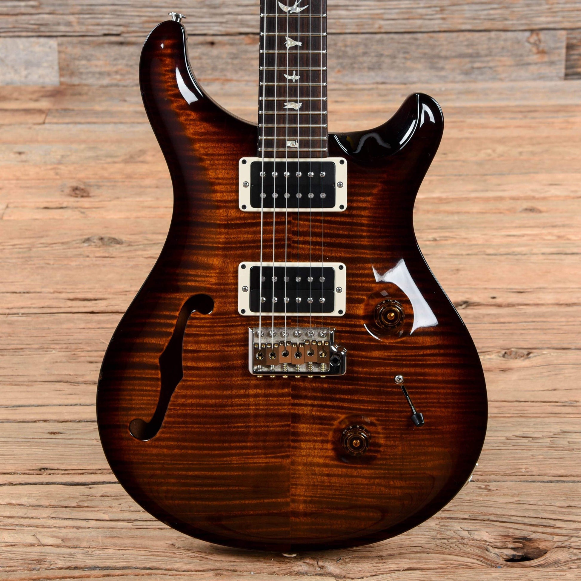 PRS Custom 24 Semi-Hollow 10 Top Black Gold Wrap 2014 Electric Guitars / Semi-Hollow