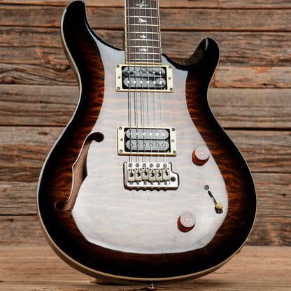 PRS SE Custom 22 Semi-Hollow Black Gold Burst Electric Guitars / Semi-Hollow