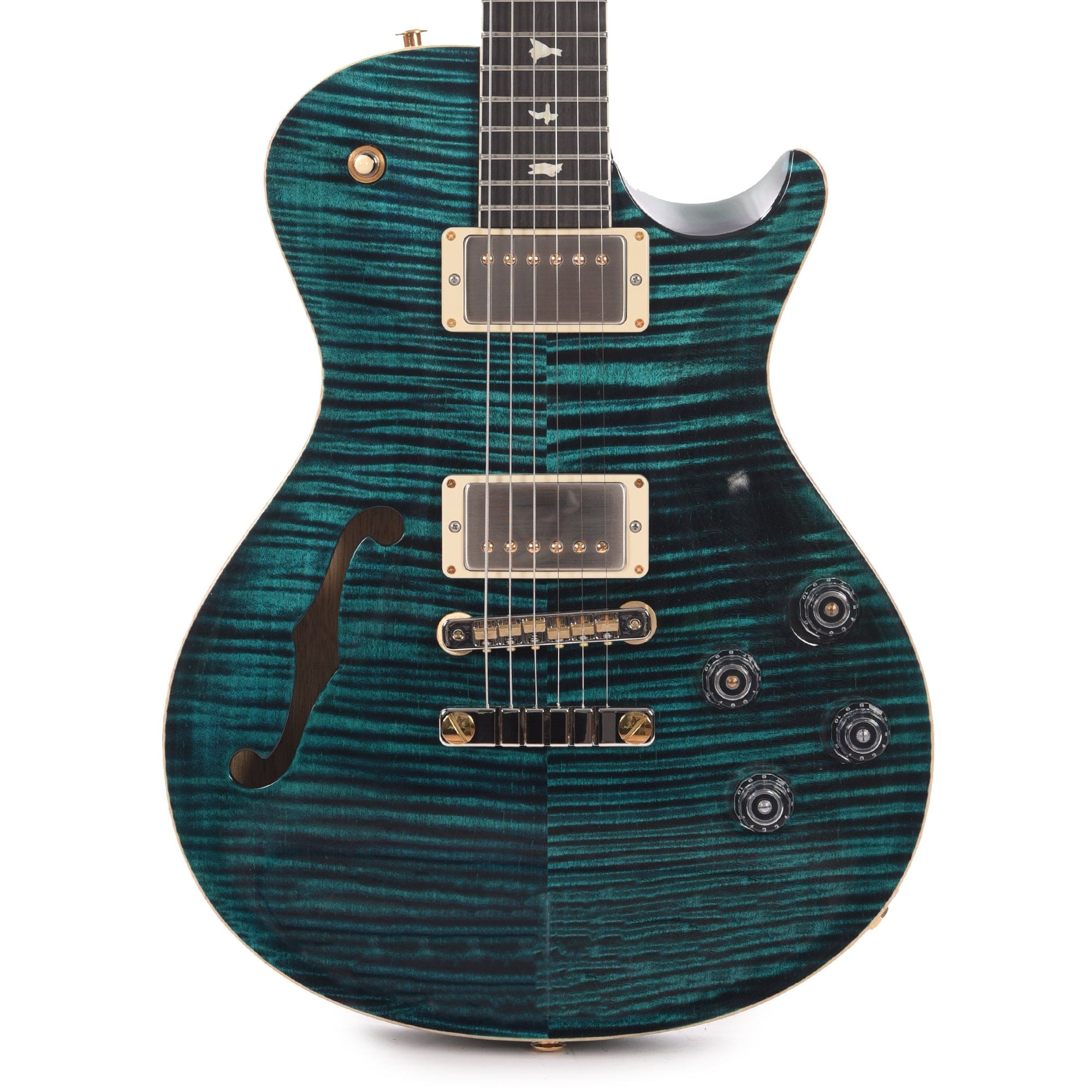 PRS Wood Library McCarty 594 Singlecut Semi-Hollow 10-Top Flame Blue Green Top/Back w/Ebony Fingerboard & Rosewood Neck Electric Guitars / Semi-Hollow