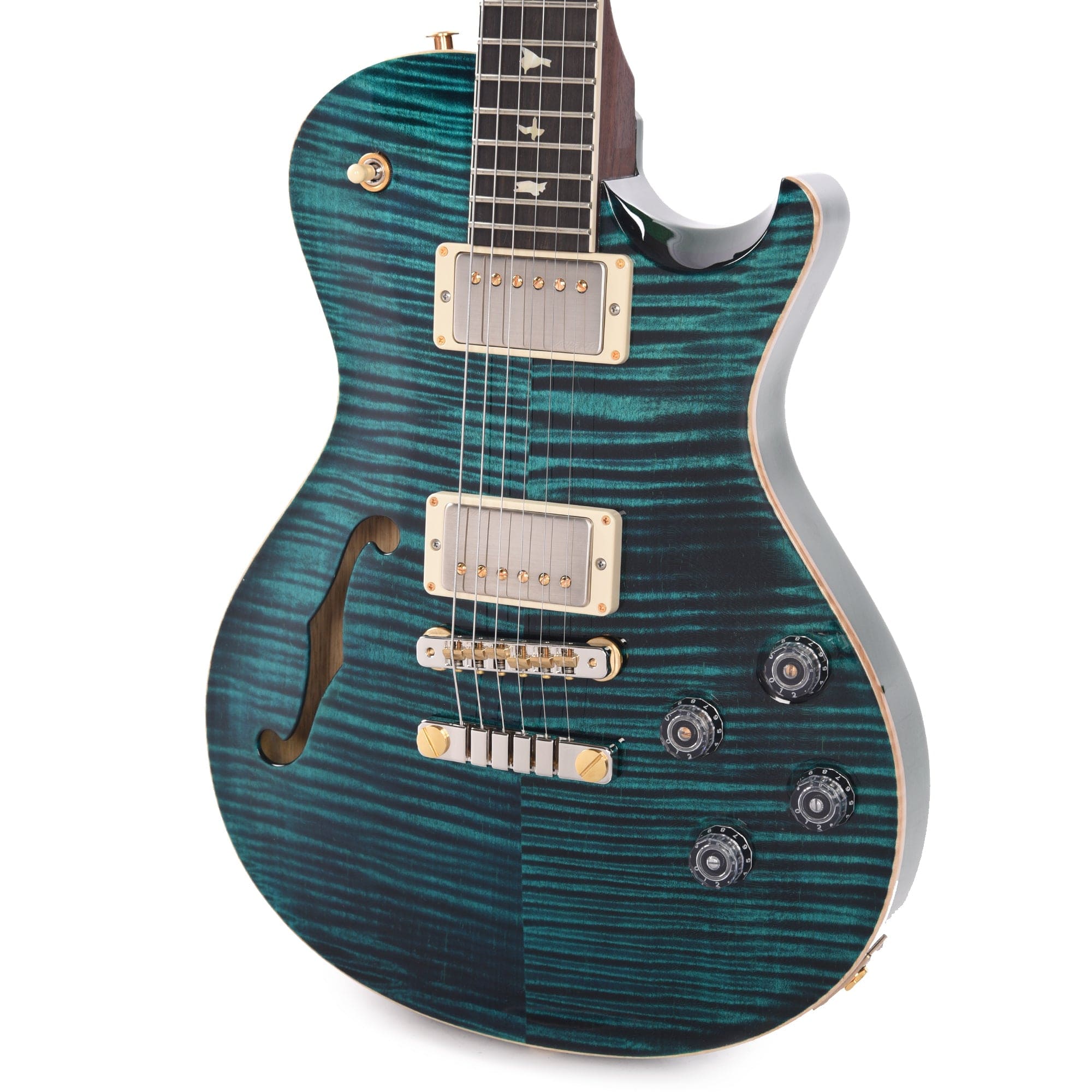 PRS Wood Library McCarty 594 Singlecut Semi-Hollow 10-Top Flame Blue Green Top/Back w/Ebony Fingerboard & Rosewood Neck Electric Guitars / Semi-Hollow