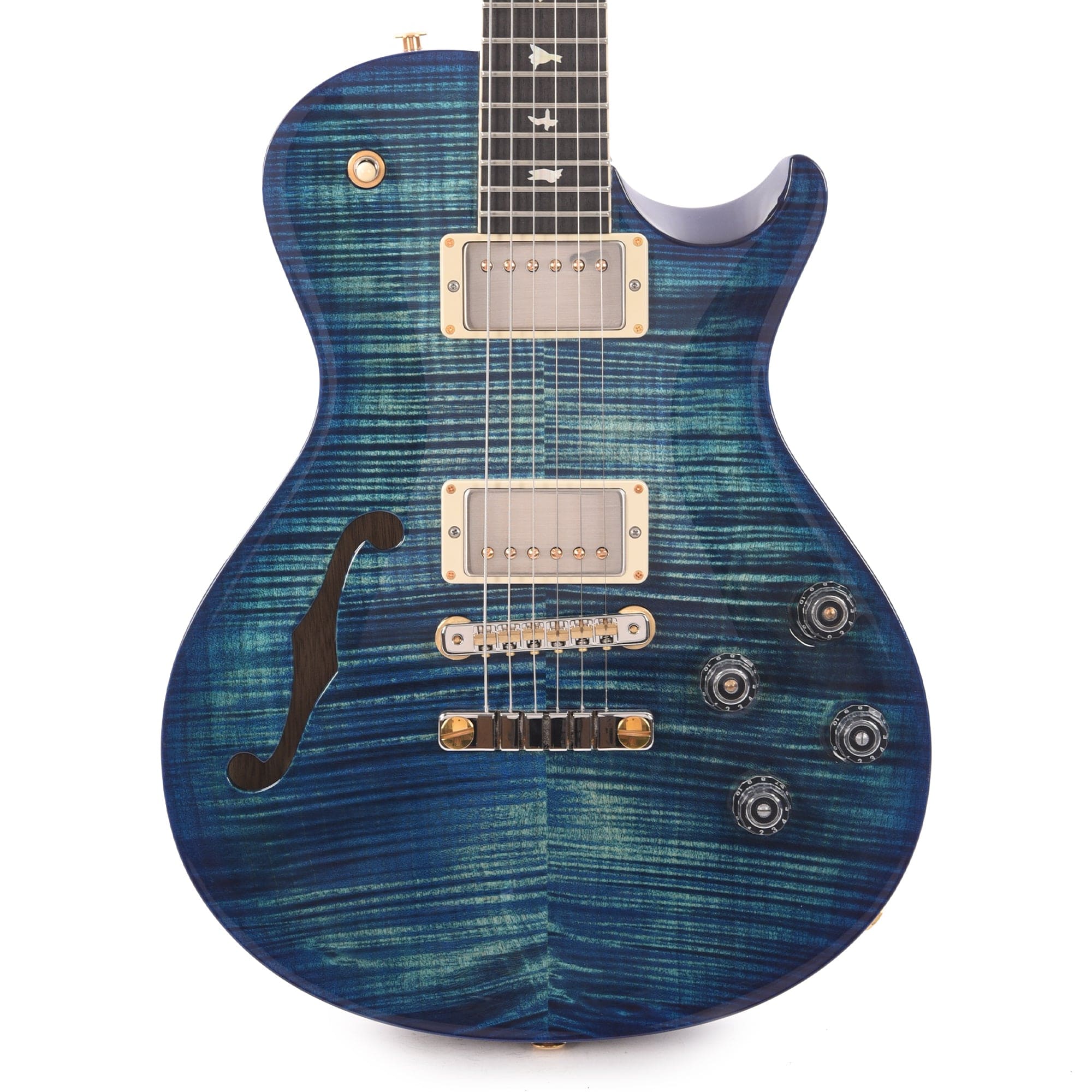 PRS Wood Library McCarty 594 Singlecut Semi-Hollow 10-Top Flame River Blue w/Ebony Fingerboard & Rosewood Neck Electric Guitars / Semi-Hollow