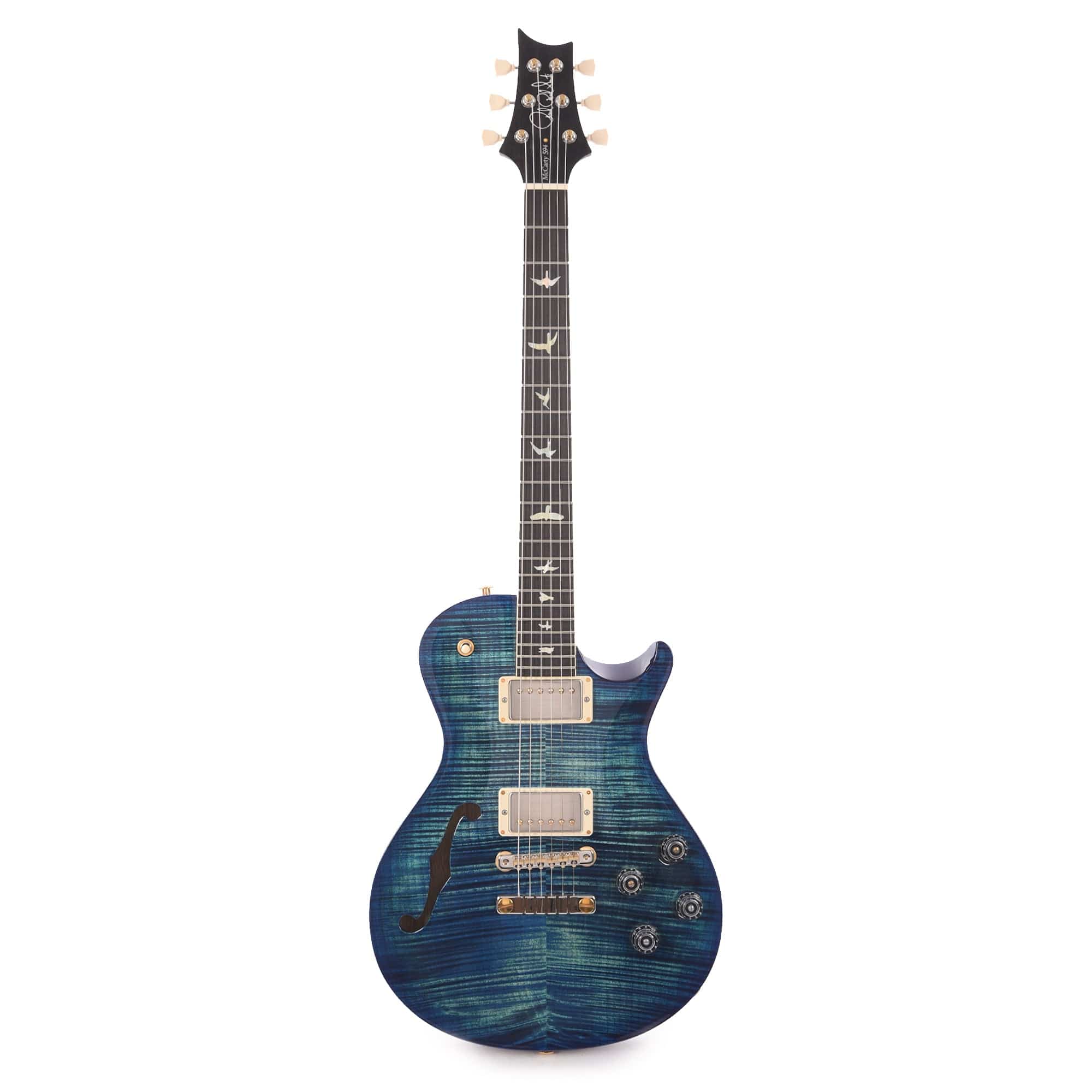 PRS Wood Library McCarty 594 Singlecut Semi-Hollow 10-Top Flame River Blue w/Ebony Fingerboard & Rosewood Neck Electric Guitars / Semi-Hollow