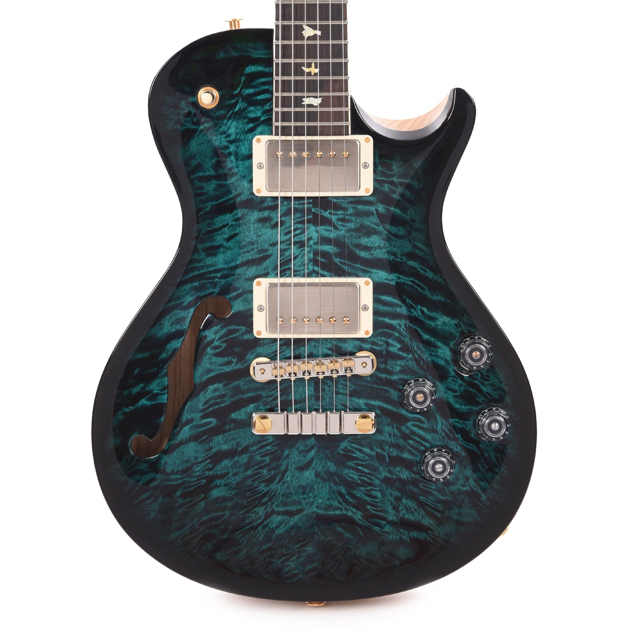 PRS Wood Library McCarty 594 Singlecut Semi-Hollow 10-Top Quilt/Swamp Ash Blue Green Micro Burst w/Brazilian Rosewood Fingerboard & Roasted Figured Maple Neck Electric Guitars / Semi-Hollow