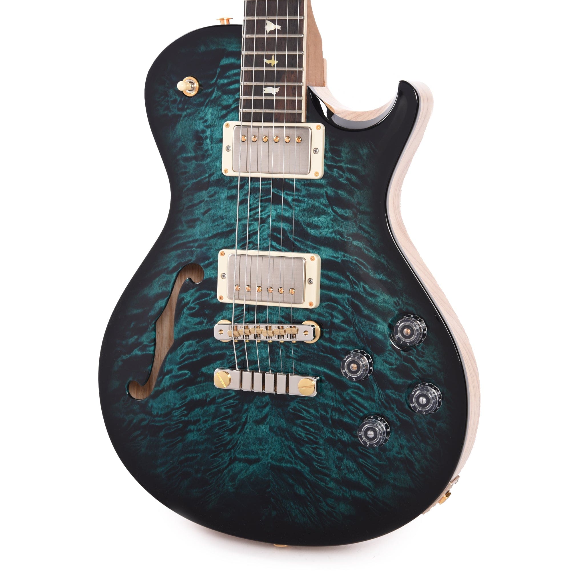 PRS Wood Library McCarty 594 Singlecut Semi-Hollow 10-Top Quilt/Swamp Ash Blue Green Micro Burst w/Brazilian Rosewood Fingerboard & Roasted Figured Maple Neck Electric Guitars / Semi-Hollow