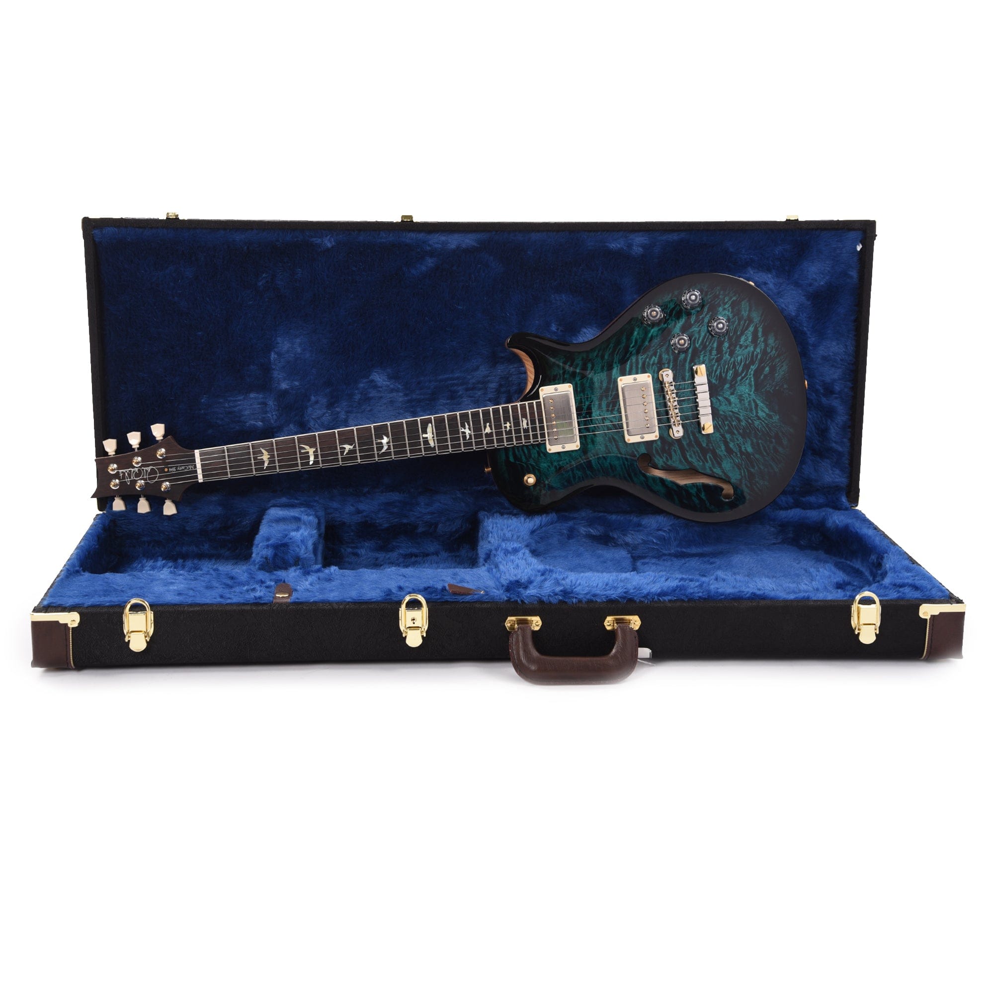 PRS Wood Library McCarty 594 Singlecut Semi-Hollow 10-Top Quilt/Swamp Ash Blue Green Micro Burst w/Brazilian Rosewood Fingerboard & Roasted Figured Maple Neck Electric Guitars / Semi-Hollow