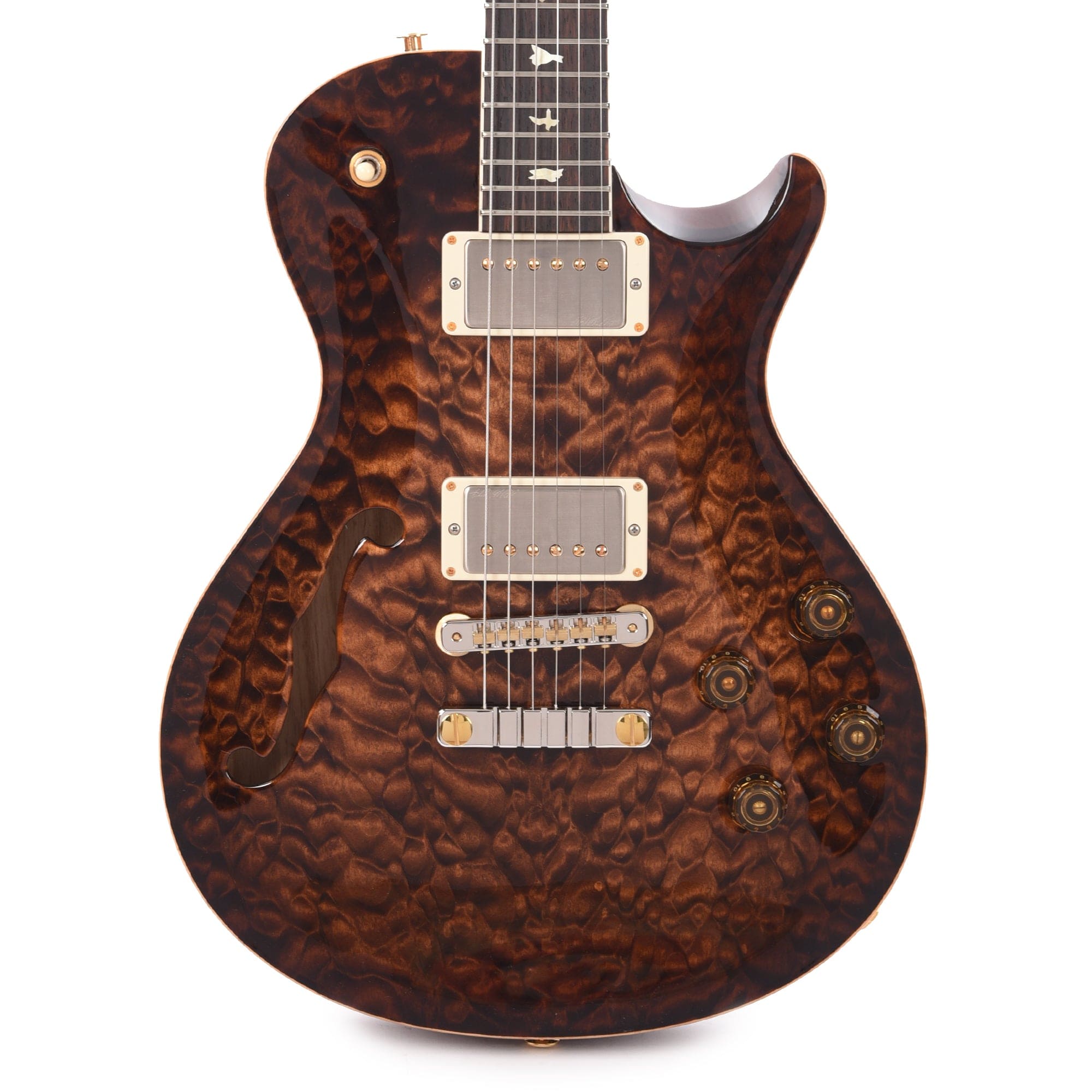 PRS Wood Library McCarty 594 Singlecut Semi-Hollow 10-Top Quilt/Swamp Ash Copperhead Burst w/Brazilian Rosewood Fingerboard & Roasted Figured Maple Neck Electric Guitars / Semi-Hollow