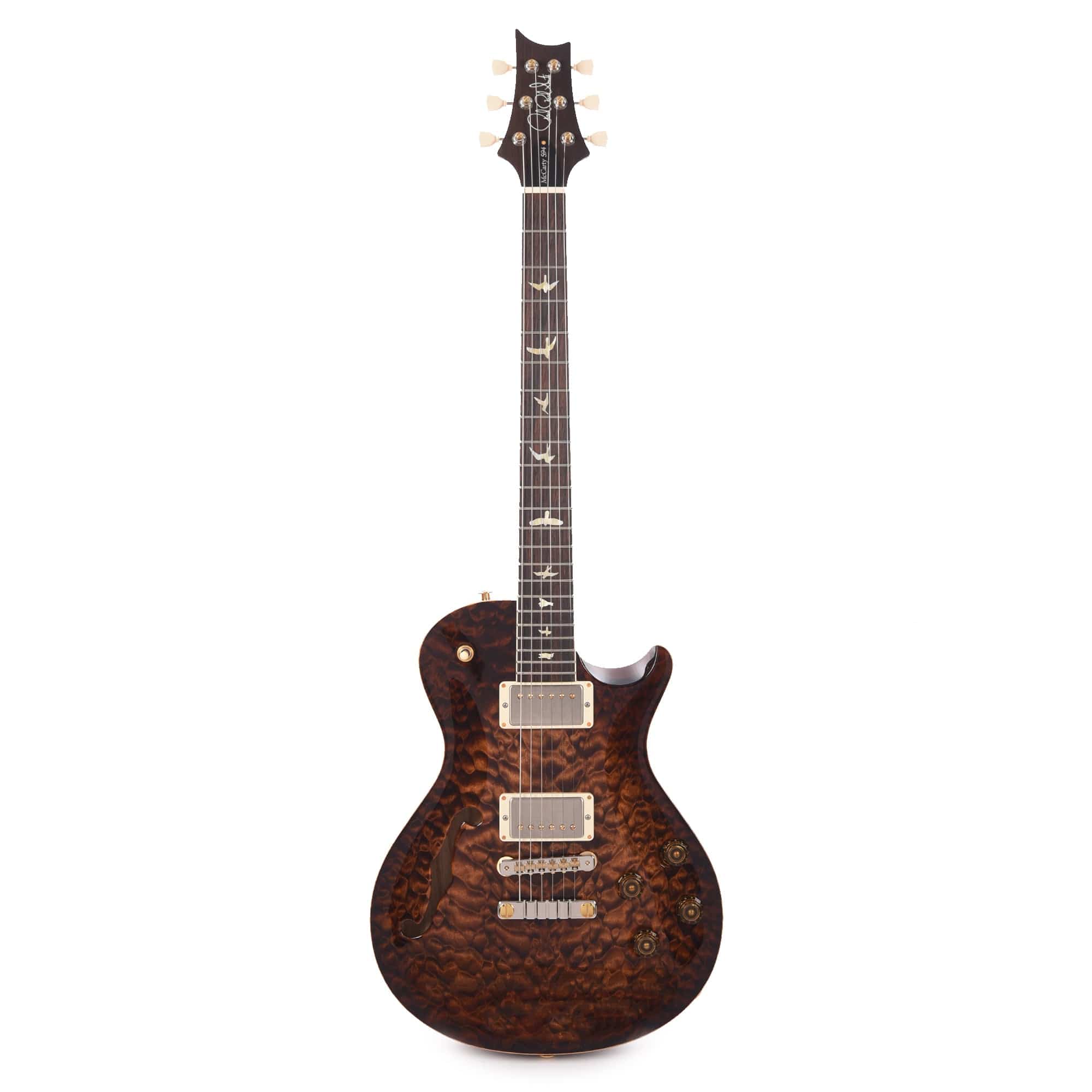 PRS Wood Library McCarty 594 Singlecut Semi-Hollow 10-Top Quilt/Swamp Ash Copperhead Burst w/Brazilian Rosewood Fingerboard & Roasted Figured Maple Neck Electric Guitars / Semi-Hollow