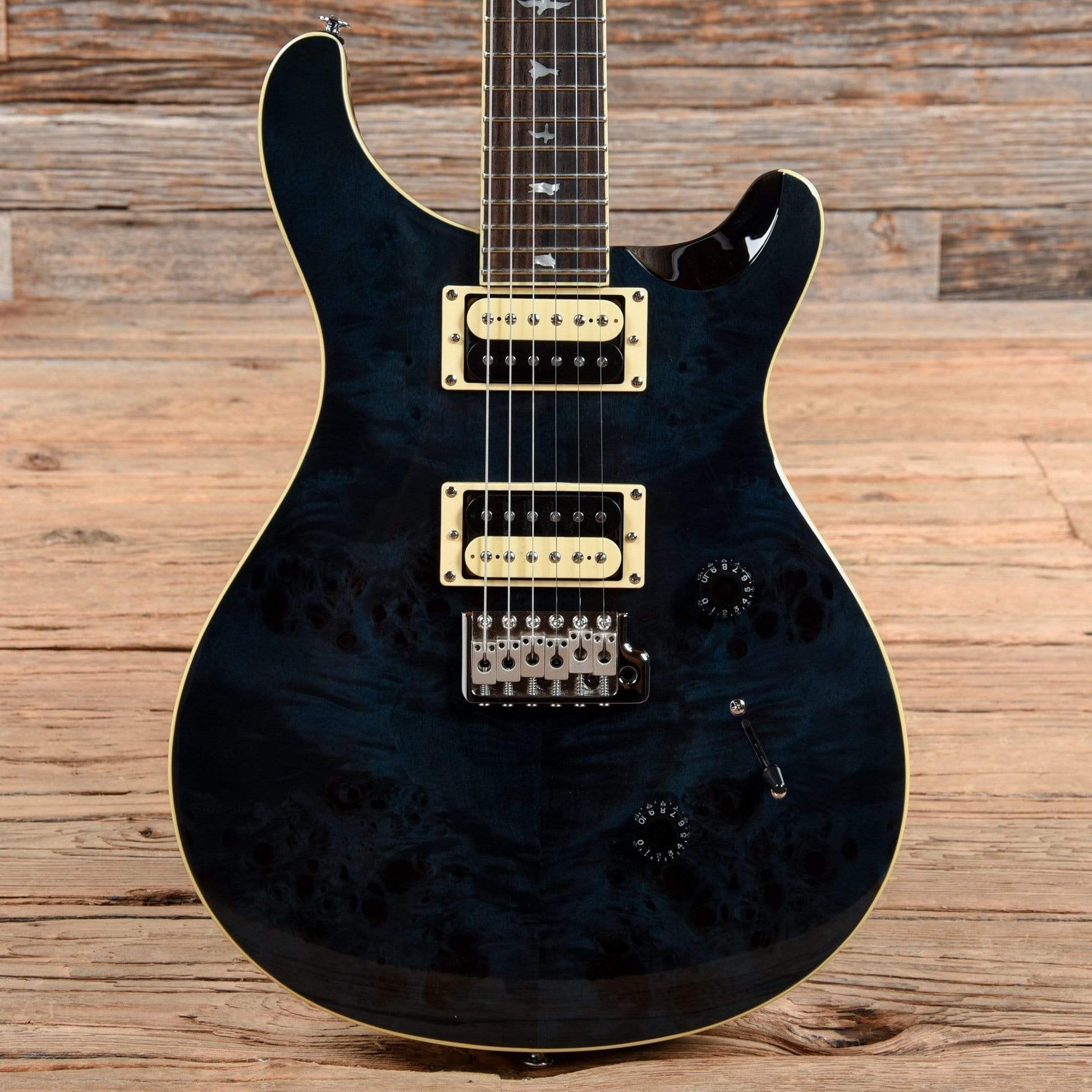 PRS SE Custom 24 Exotic Top Poplar Burl Whale Blue Electric Guitars / Solid Body