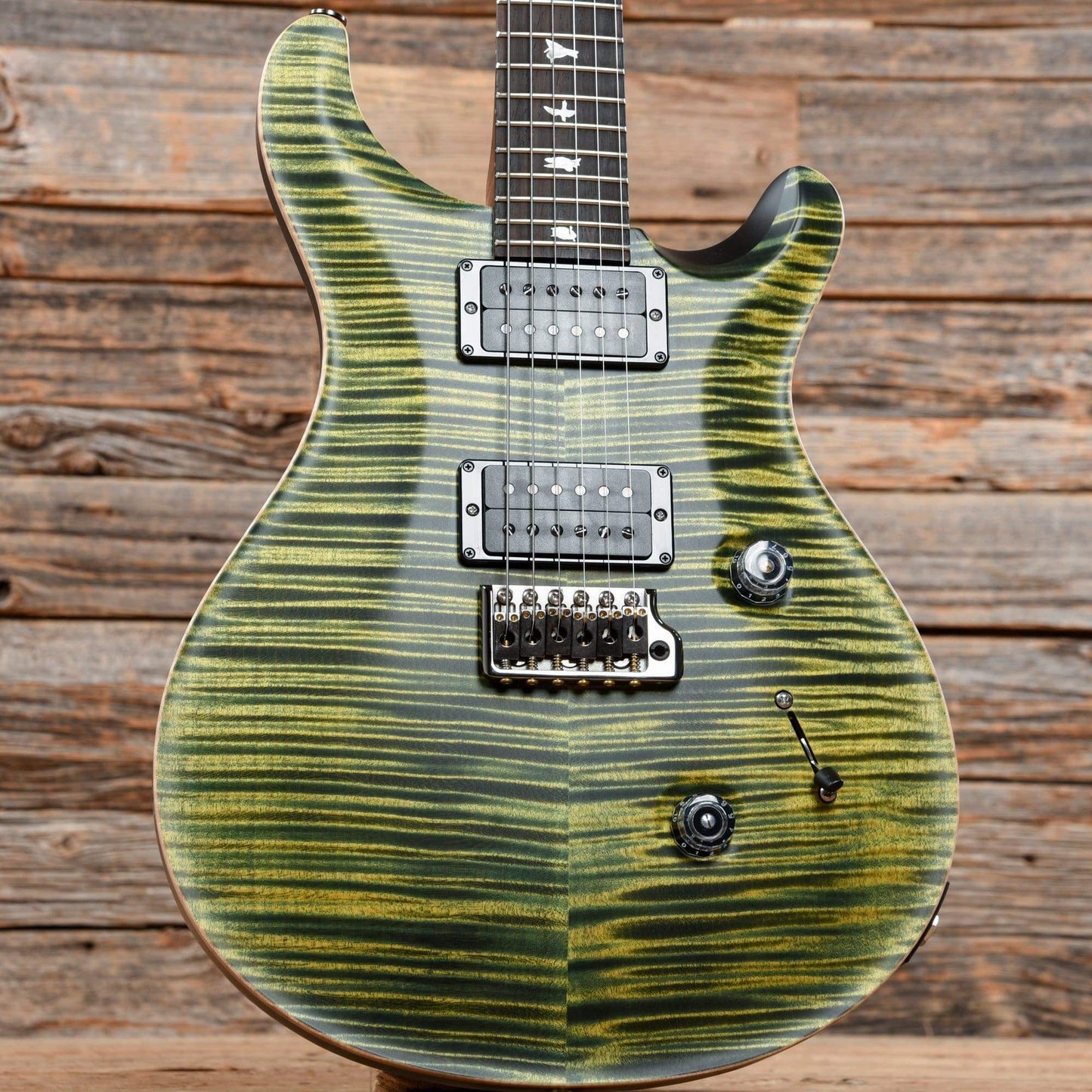 PRS Wood Library Custom 24 10 Top Flame Leprechaun Tooth Satin w/Pattern Thin Torrefied Maple Neck & Brazilian Rosewood Fingerboard Electric Guitars / Solid Body