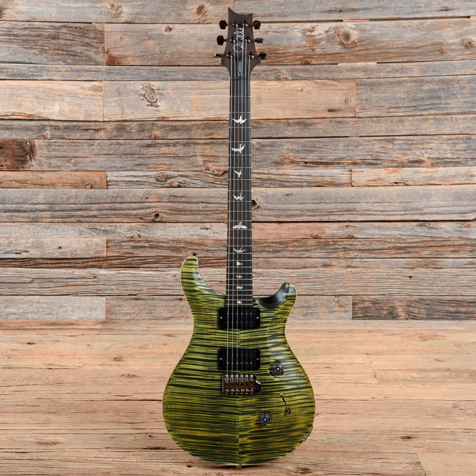 PRS Wood Library Custom 24 10 Top Flame Leprechaun Tooth Satin w/Pattern Thin Torrefied Maple Neck & Brazilian Rosewood Fingerboard Electric Guitars / Solid Body