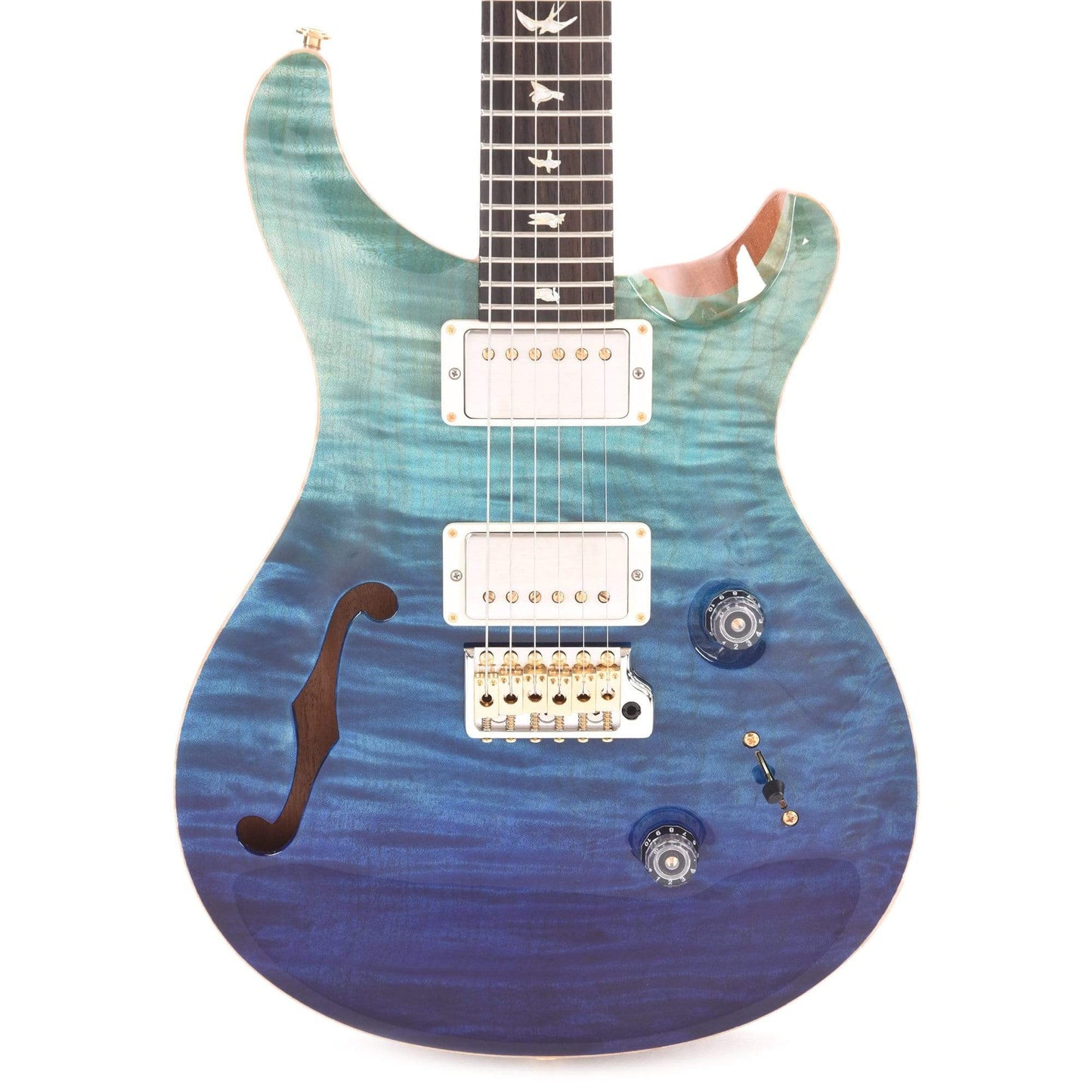 PRS Wood Library Custom 24 Semi-Hollow 10 Top Flame Blue Fade One-Piece Top w/Torrefied Maple Neck & Brazilian Rosewood Fingerboard Electric Guitars / Solid Body