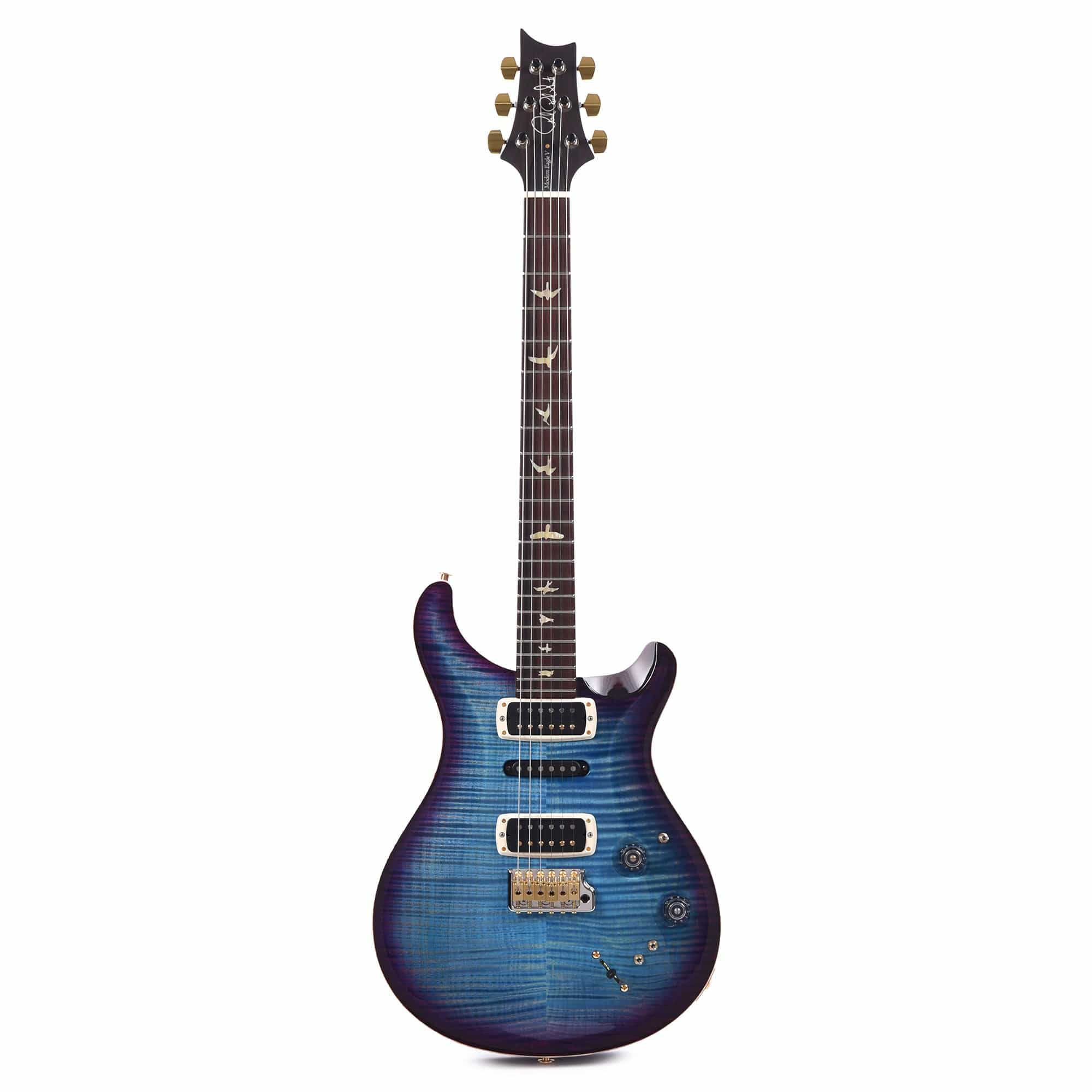 PRS Wood Library Modern Eagle V 10-Top Flame Aquableux Purple Burst w/Cocobolo Fingerboard & Stained Figured Maple Neck Electric Guitars / Solid Body