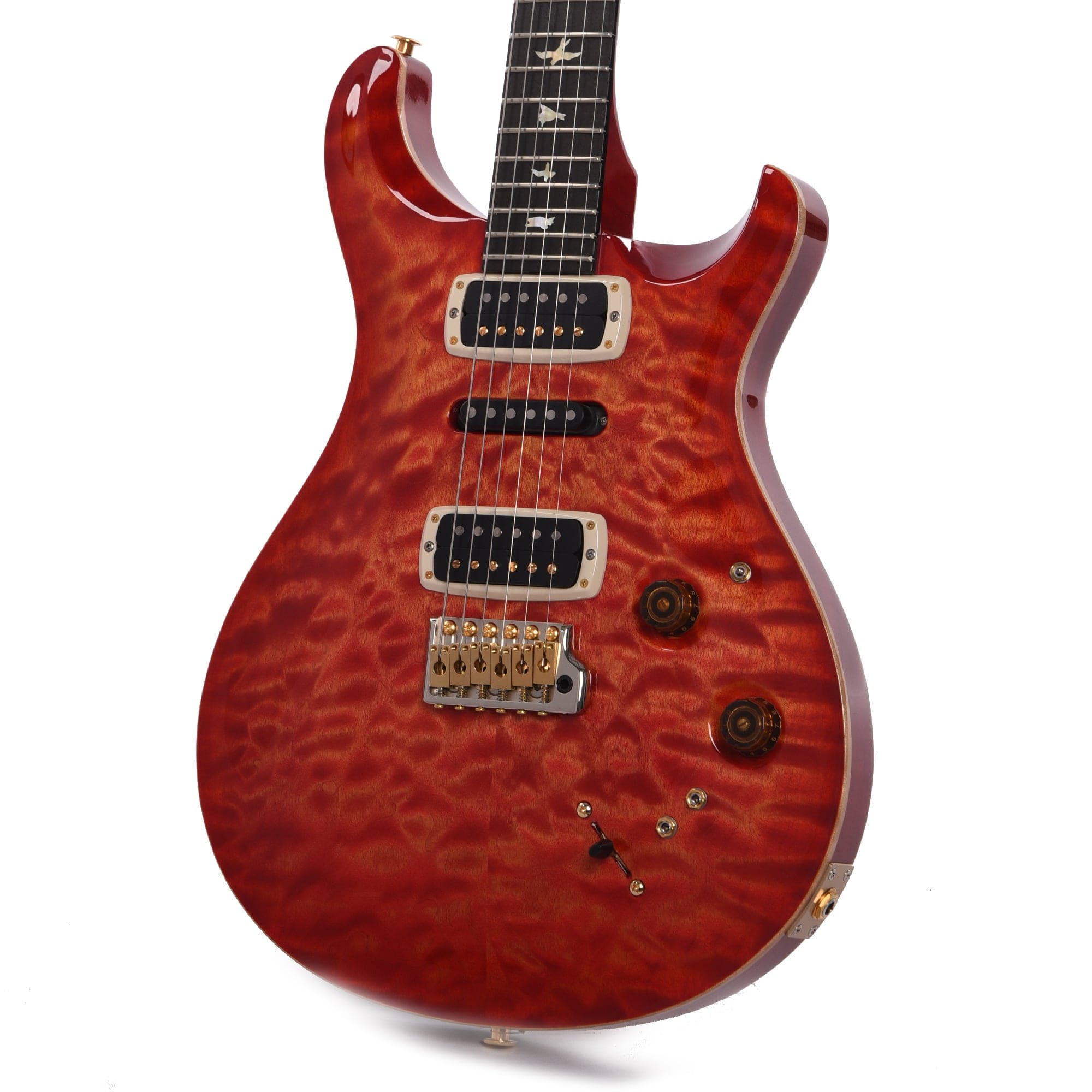 PRS Wood Library Modern Eagle V 10-Top Quilt Blood Orange w/Ebony Fingerboard & Stained Figured Maple Neck Electric Guitars / Solid Body