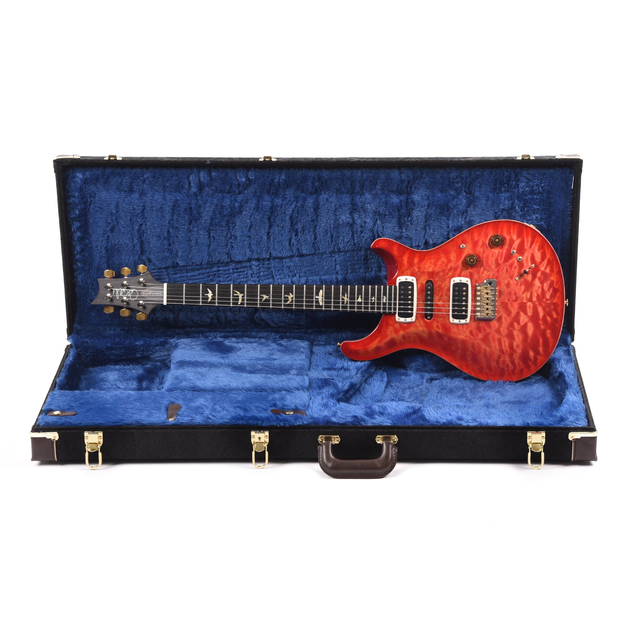 PRS Wood Library Modern Eagle V 10-Top Quilt Blood Orange w/Ebony Fingerboard & Stained Figured Maple Neck Electric Guitars / Solid Body