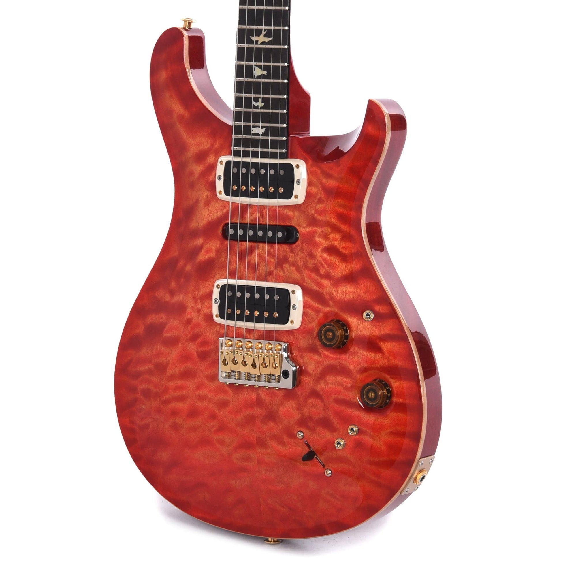 PRS Wood Library Modern Eagle V 10-Top Quilt Blood Orange w/Ebony Fingerboard & Stained Figured Maple Neck Electric Guitars / Solid Body