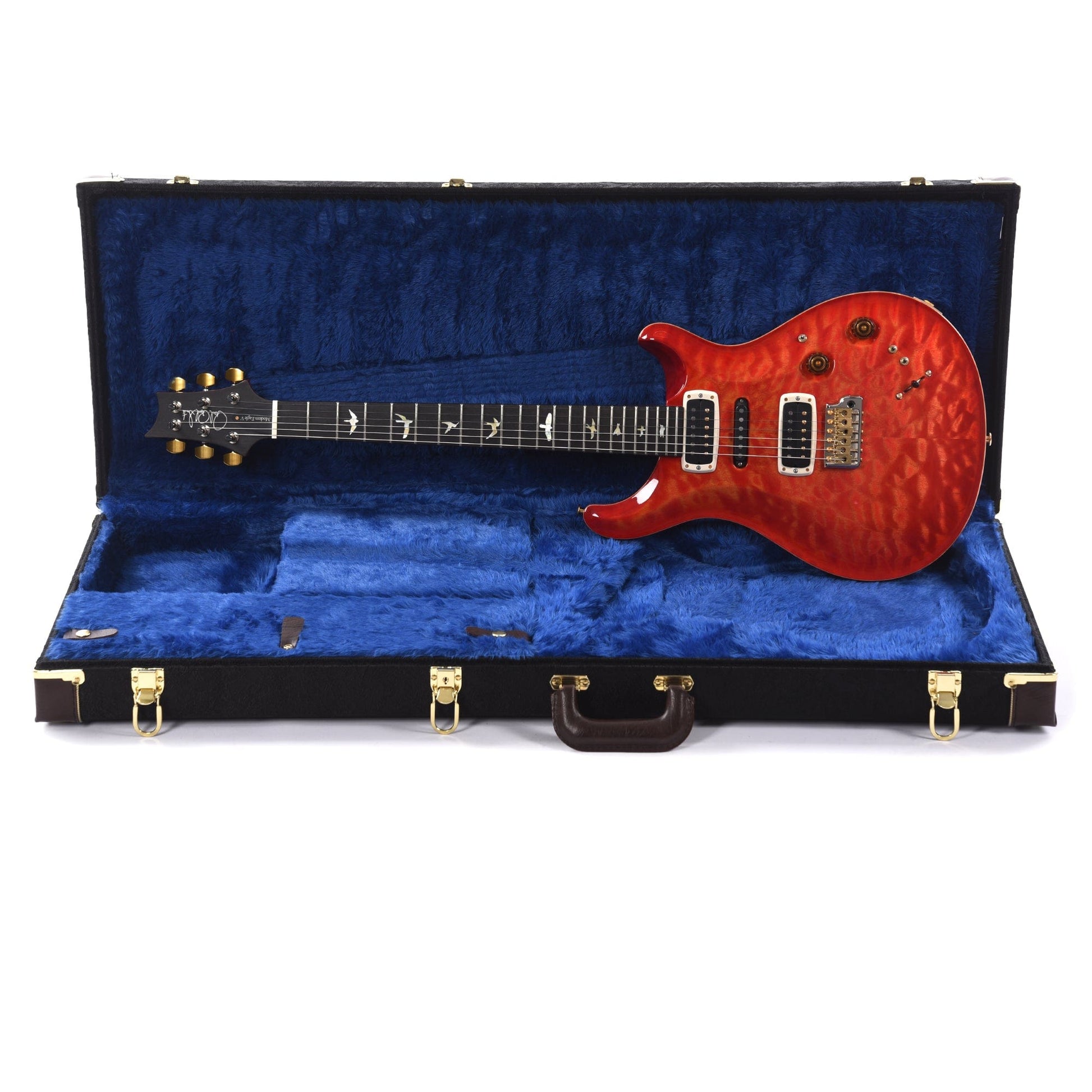 PRS Wood Library Modern Eagle V 10-Top Quilt Blood Orange w/Ebony Fingerboard & Stained Figured Maple Neck Electric Guitars / Solid Body