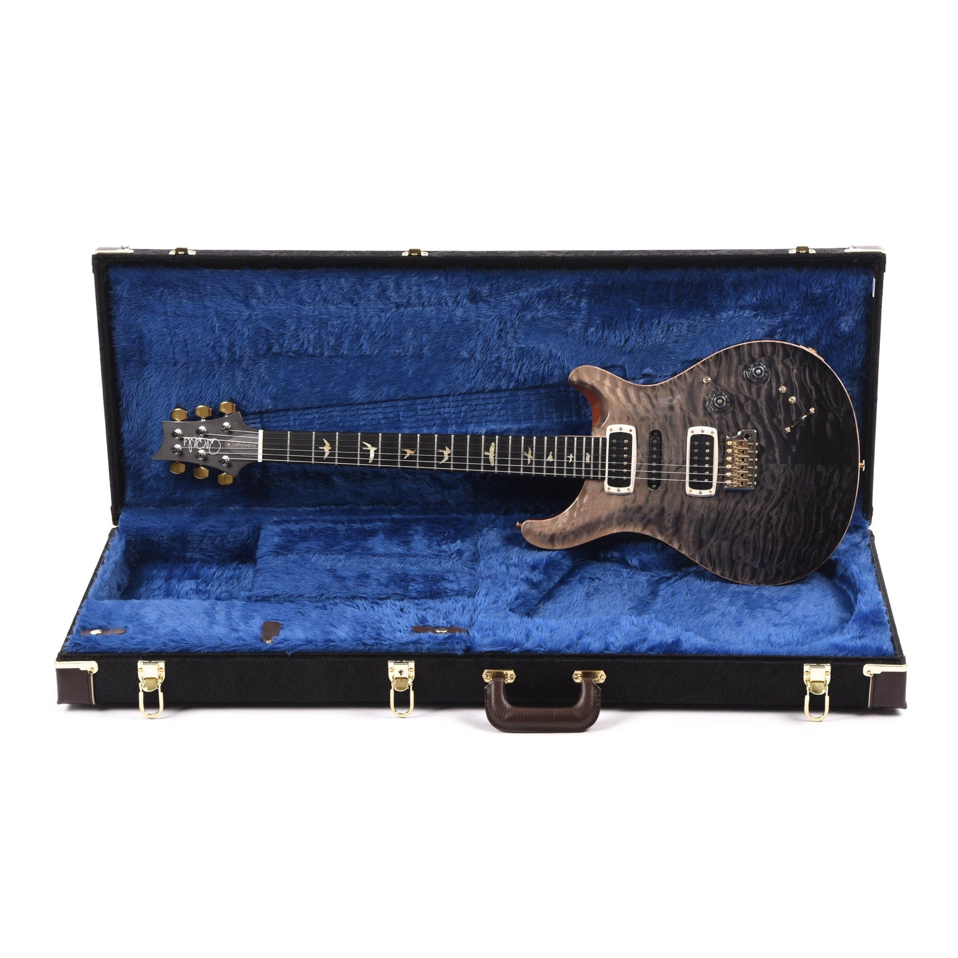 PRS Wood Library Modern Eagle V 10-Top Quilt Gray Black Fade w/Ebony Fingerboard & Stained Figured Maple Neck Electric Guitars / Solid Body