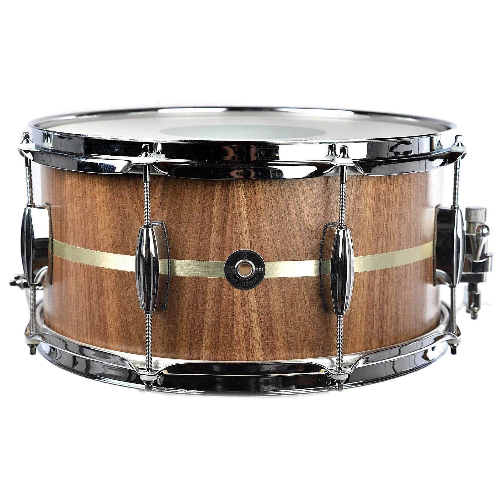 Q Drum Co. 7x14 Satin Walnut/Maple Snare Drum w/Brushed Brass Inlay Drums and Percussion / Acoustic Drums / Snare