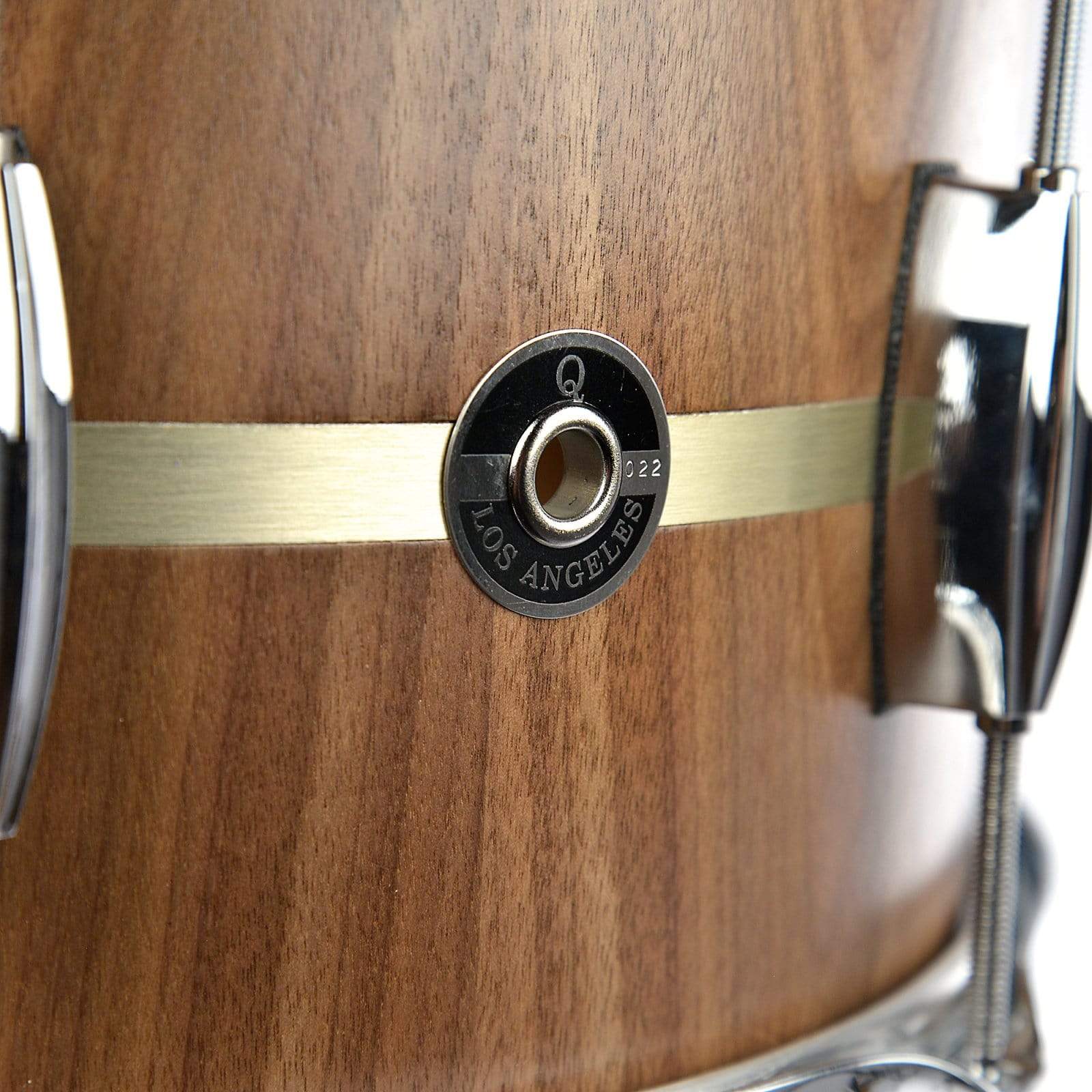 Q Drum Co. 7x14 Satin Walnut/Maple Snare Drum w/Brushed Brass Inlay Drums and Percussion / Acoustic Drums / Snare