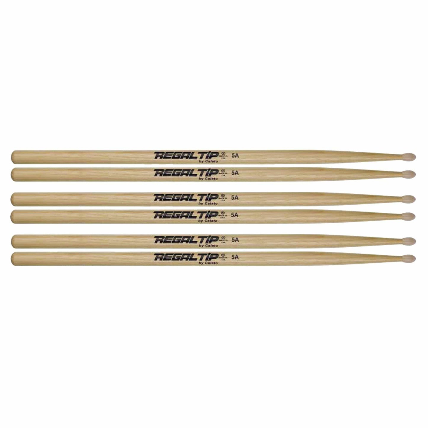 Regal Tip 5A American Hickory Nylon Tip Drum Sticks (3 Pair Bundle) Drums and Percussion / Parts and Accessories / Drum Sticks and Mallets