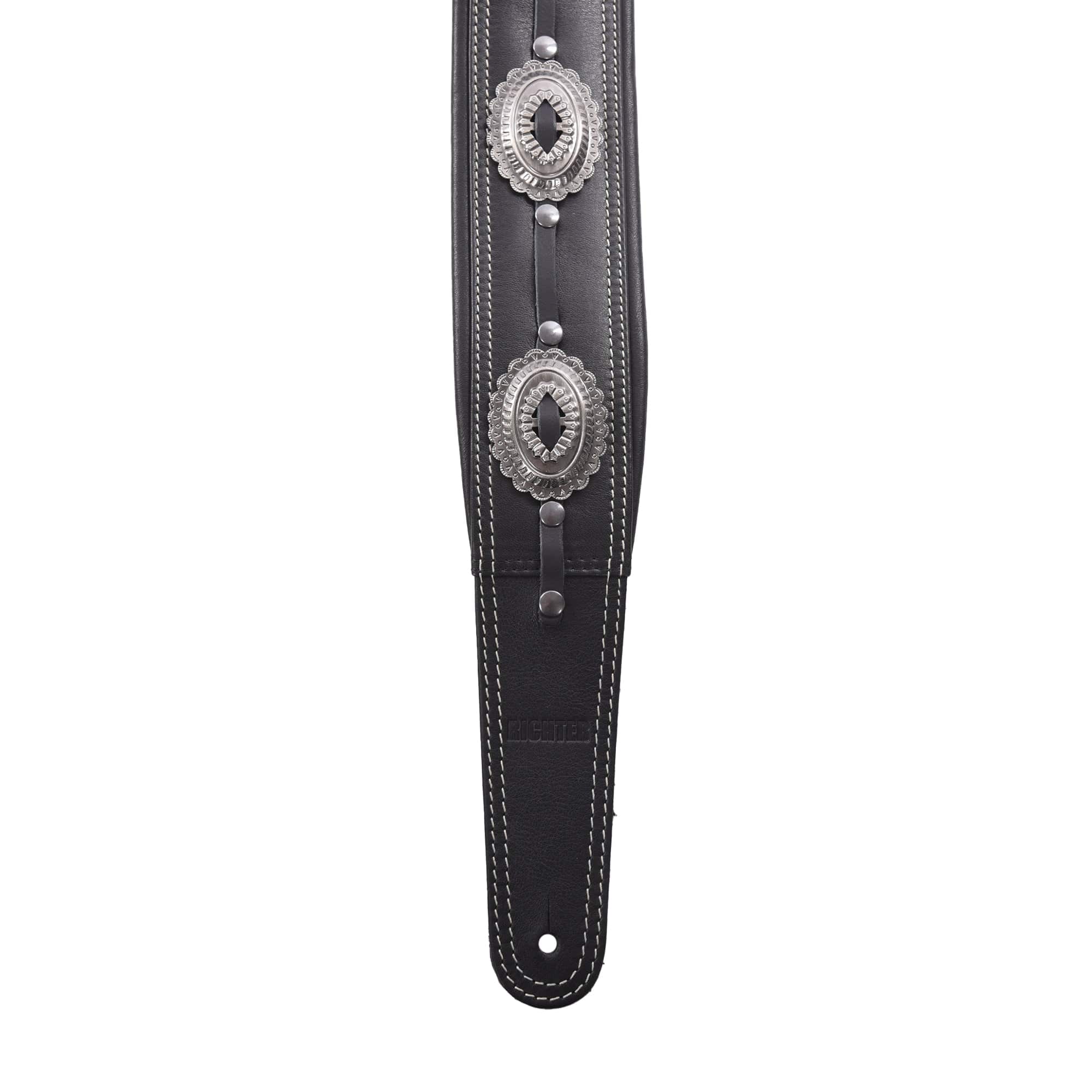 Richter Springbreak I Concho Guitar Strap Genuine Leather Padded Black –  Chicago Music Exchange