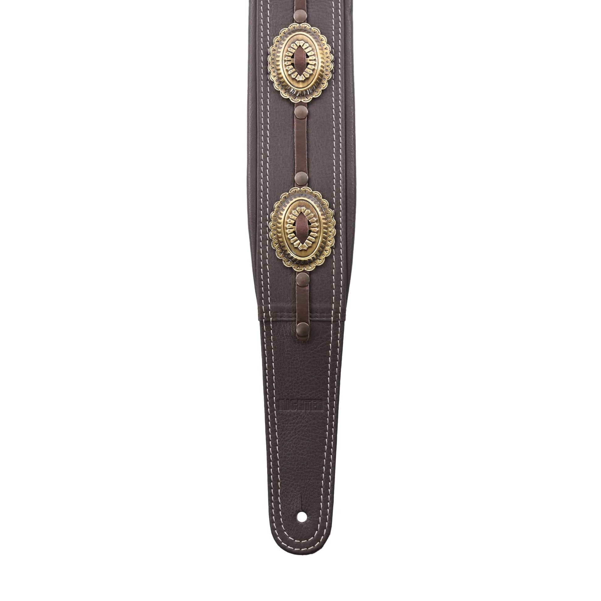 Richter Springbreak I Concho Guitar Strap Genuine Leather Padded Brown / Old Brass Accessories / Straps