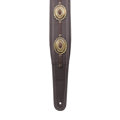 Richter Springbreak I Concho Guitar Strap Genuine Leather Padded Brown / Old Brass Accessories / Straps