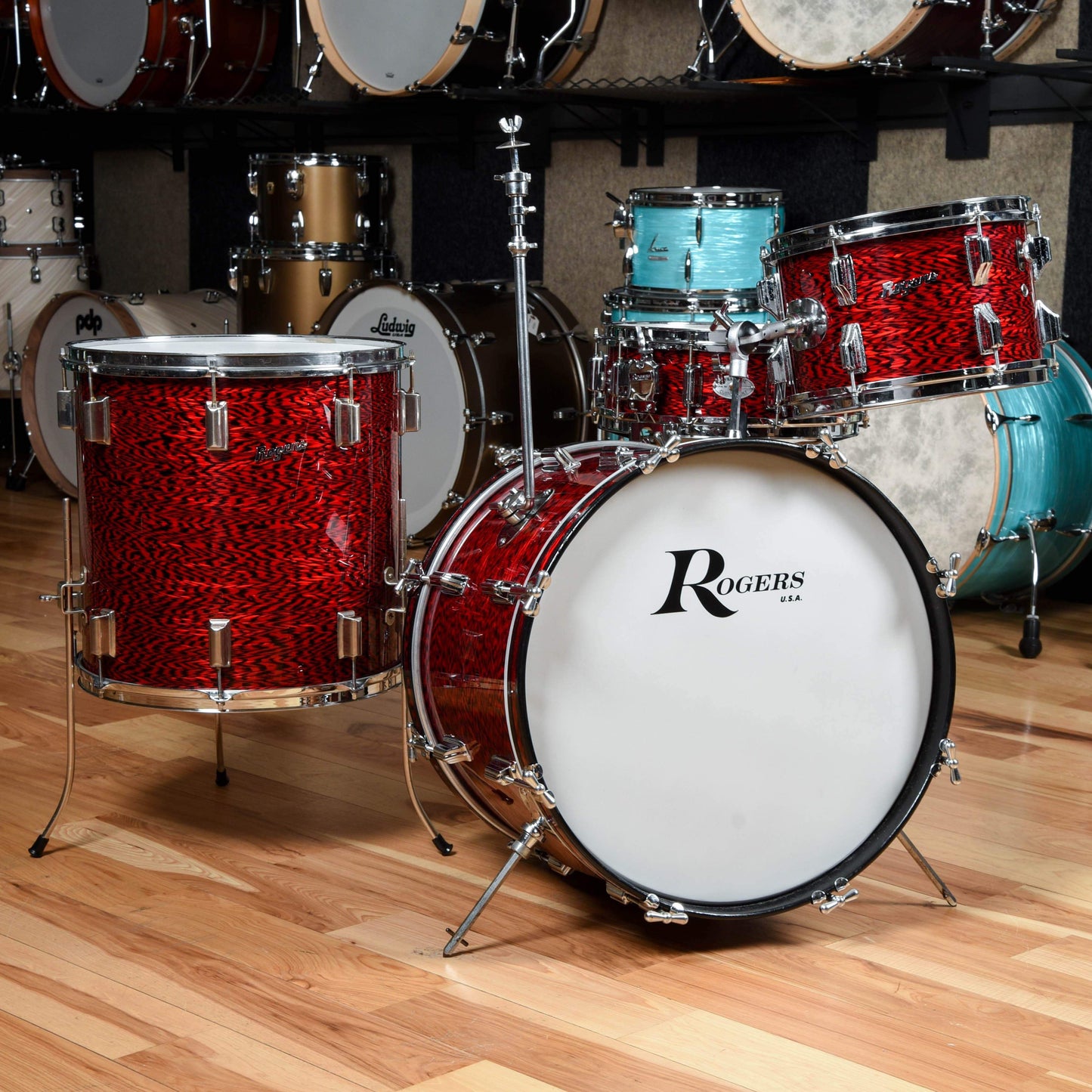 Rogers 12/16/20 Drum Kit w/5x14 Dynasonic Snare Drum Red Onyx Drums and Percussion / Acoustic Drums / Full Acoustic Kits